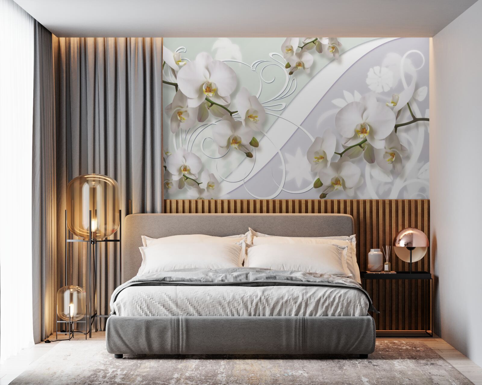 Фотошпалери білі орхідеї на білому тлі