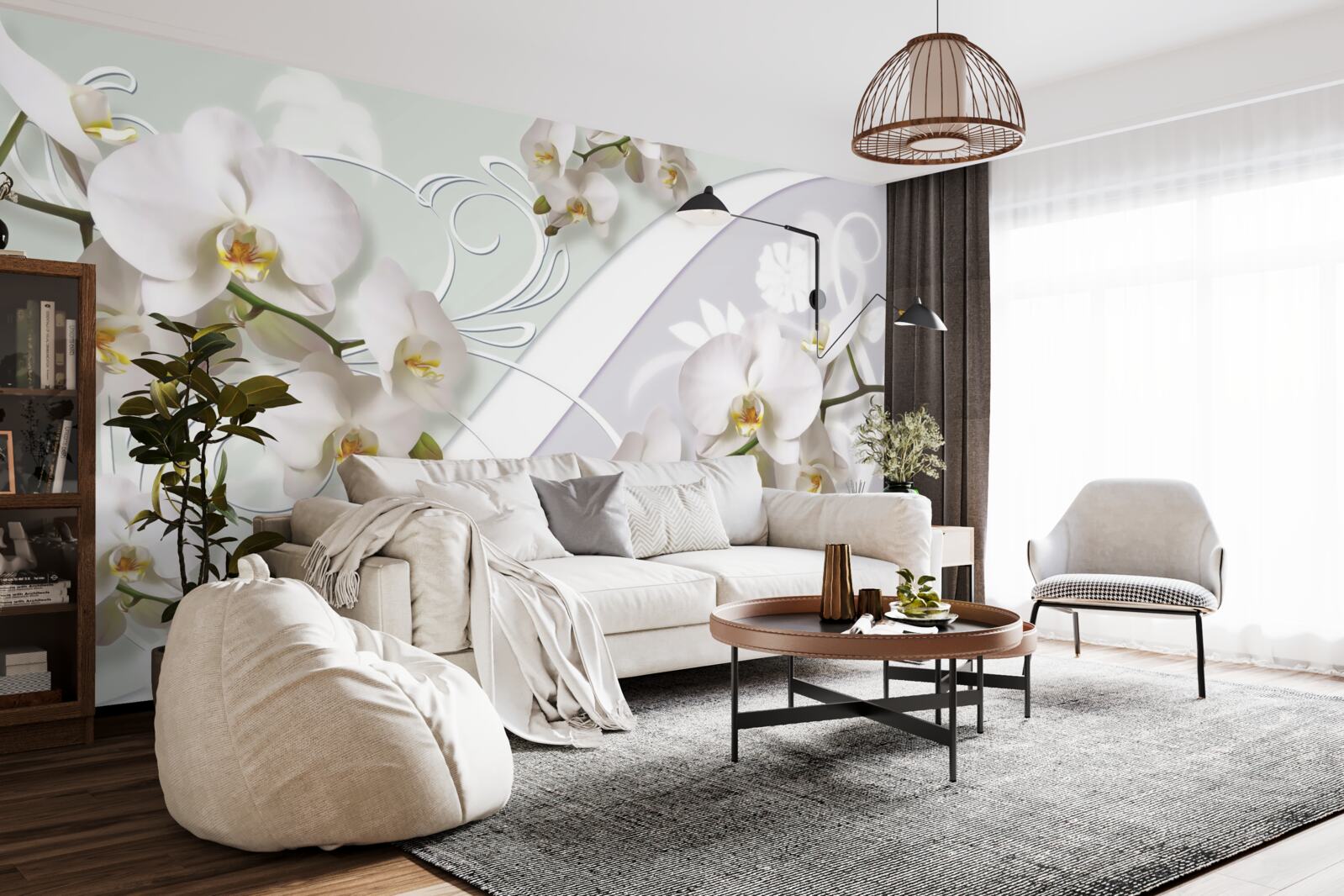 Фотошпалери білі орхідеї на білому тлі