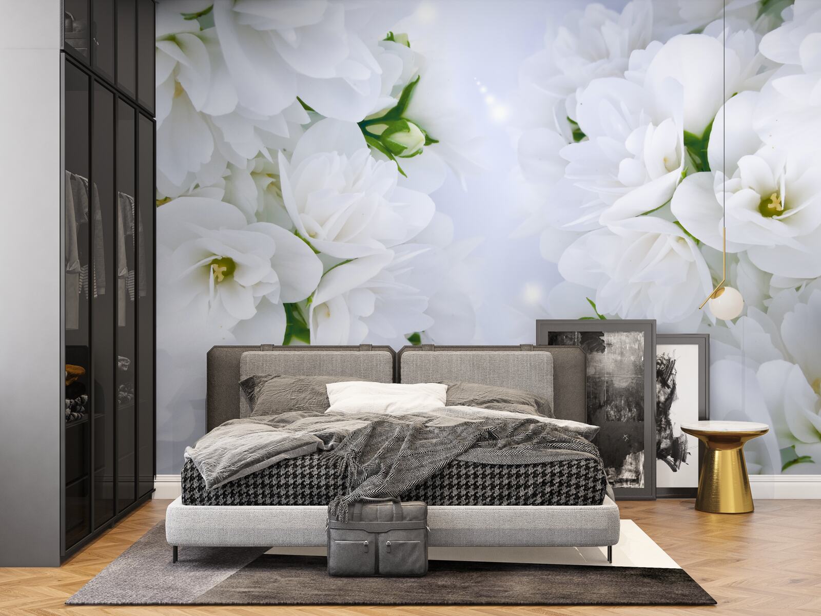 Фотошпалери квіти великі та білі