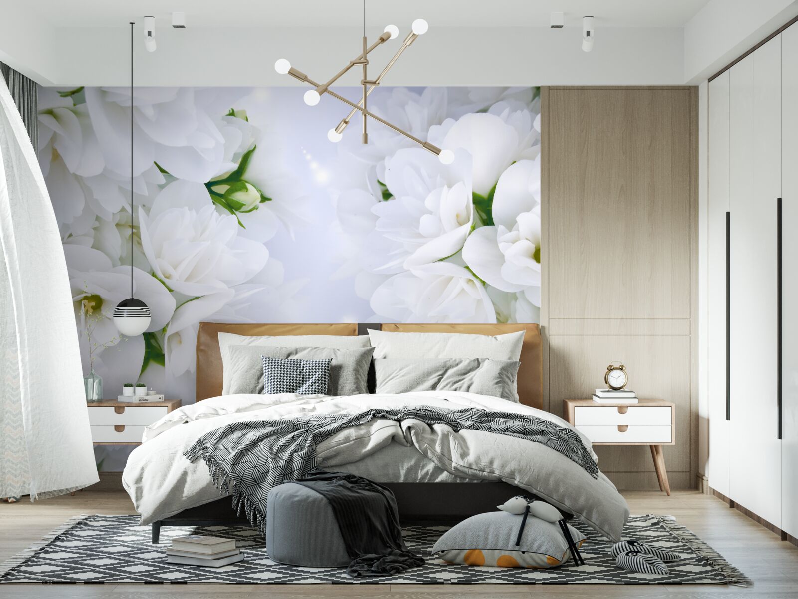 Фотошпалери квіти великі та білі