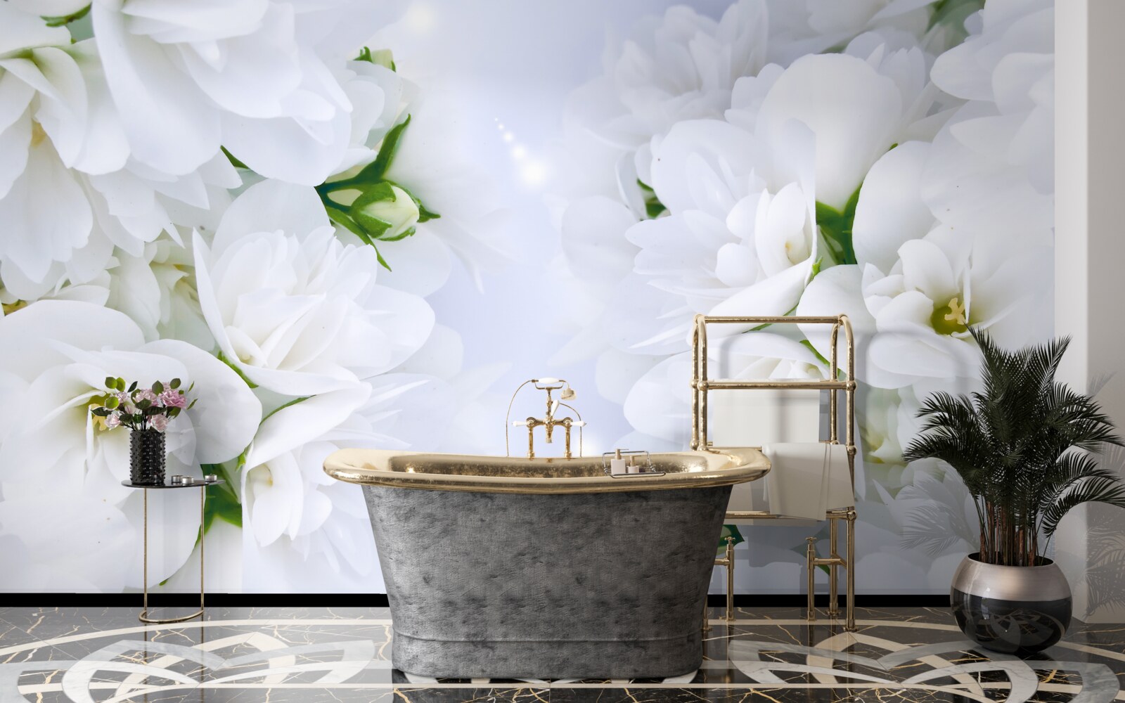 Фотошпалери квіти великі та білі