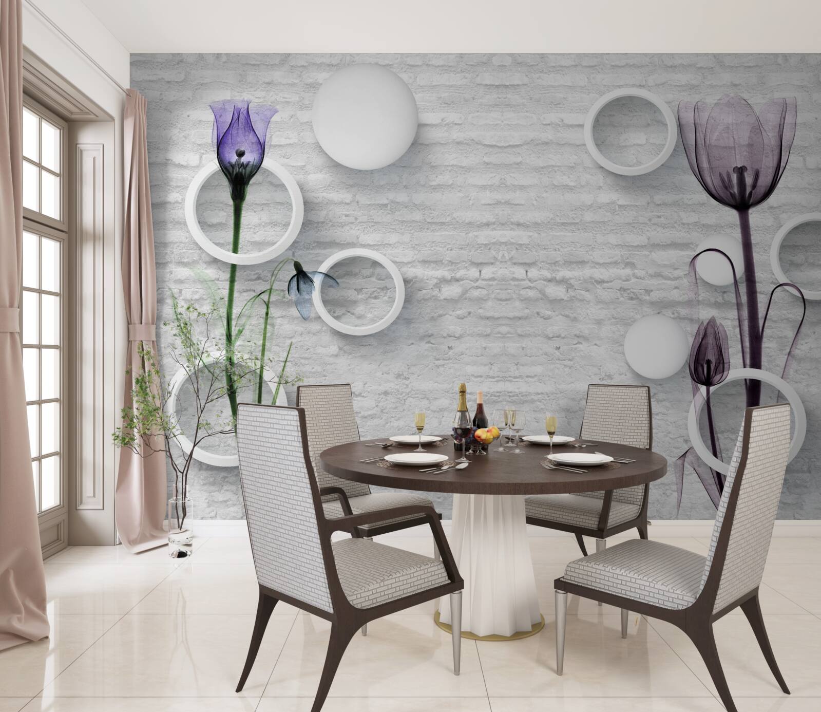 Фотошпалери два тонкі фіолетові маки