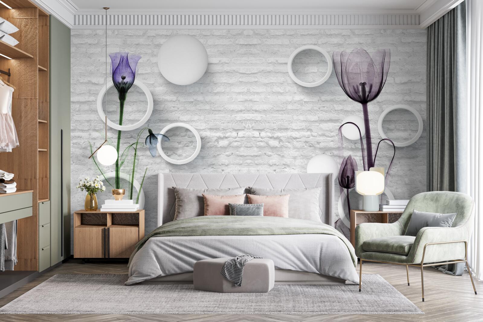 Фотошпалери два тонкі фіолетові маки