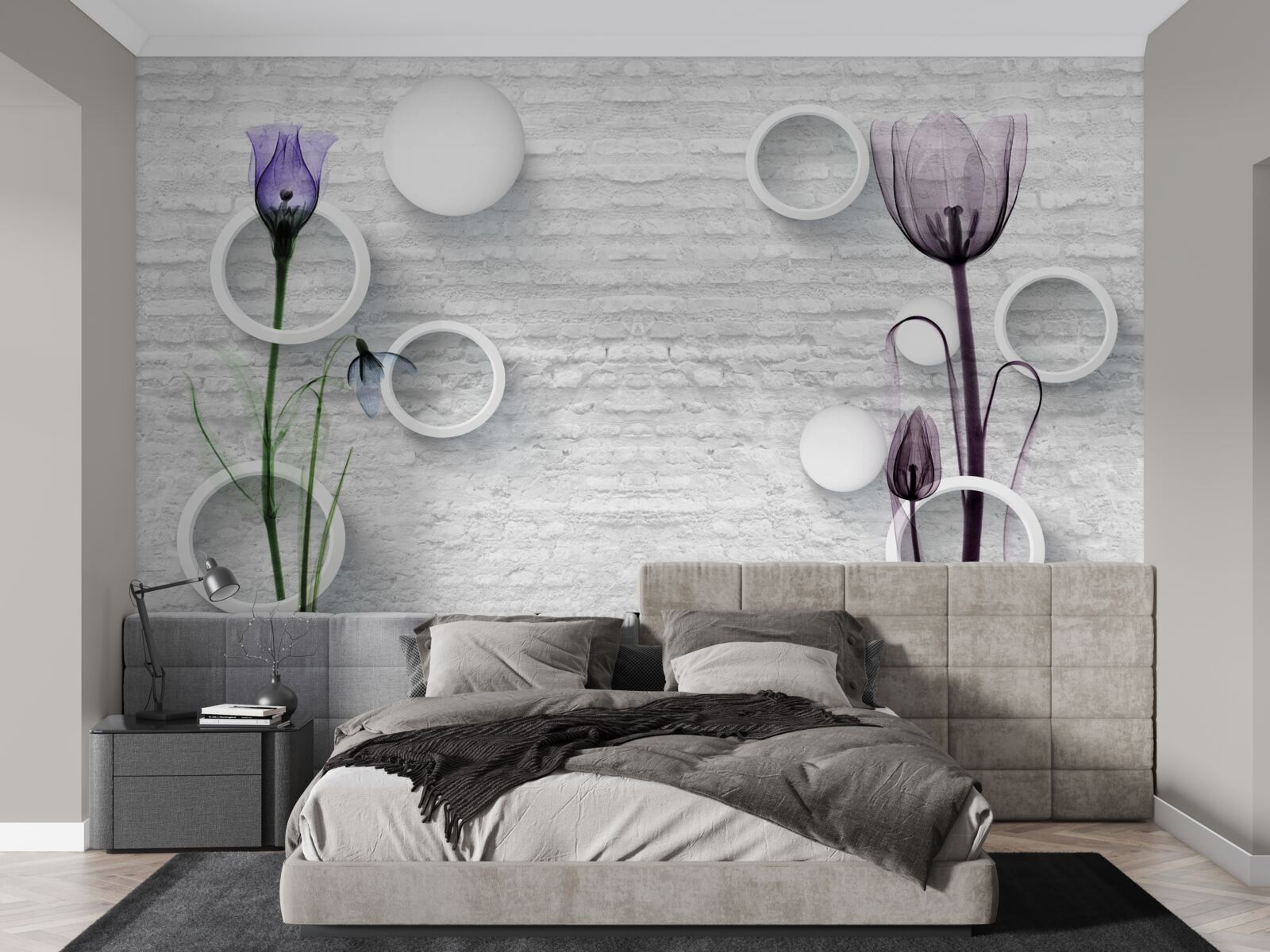 Фотошпалери два тонкі фіолетові маки