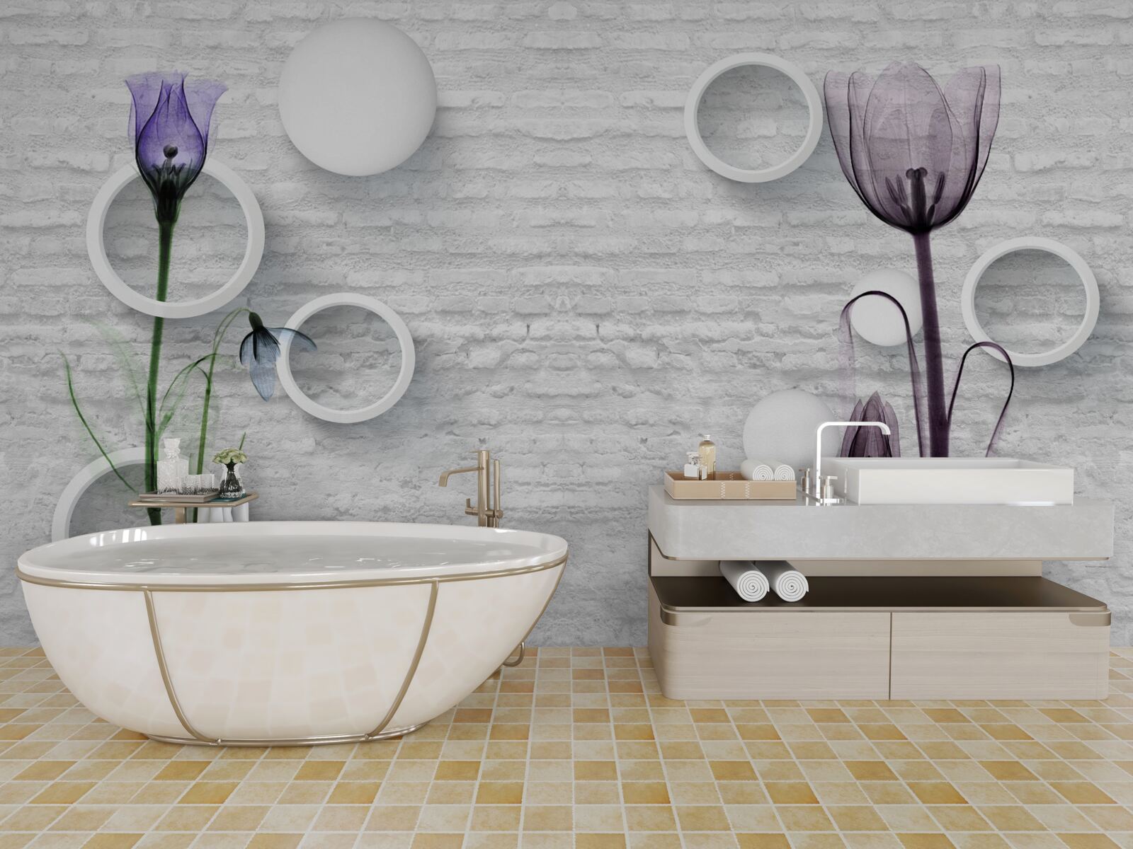 Фотошпалери два тонкі фіолетові маки