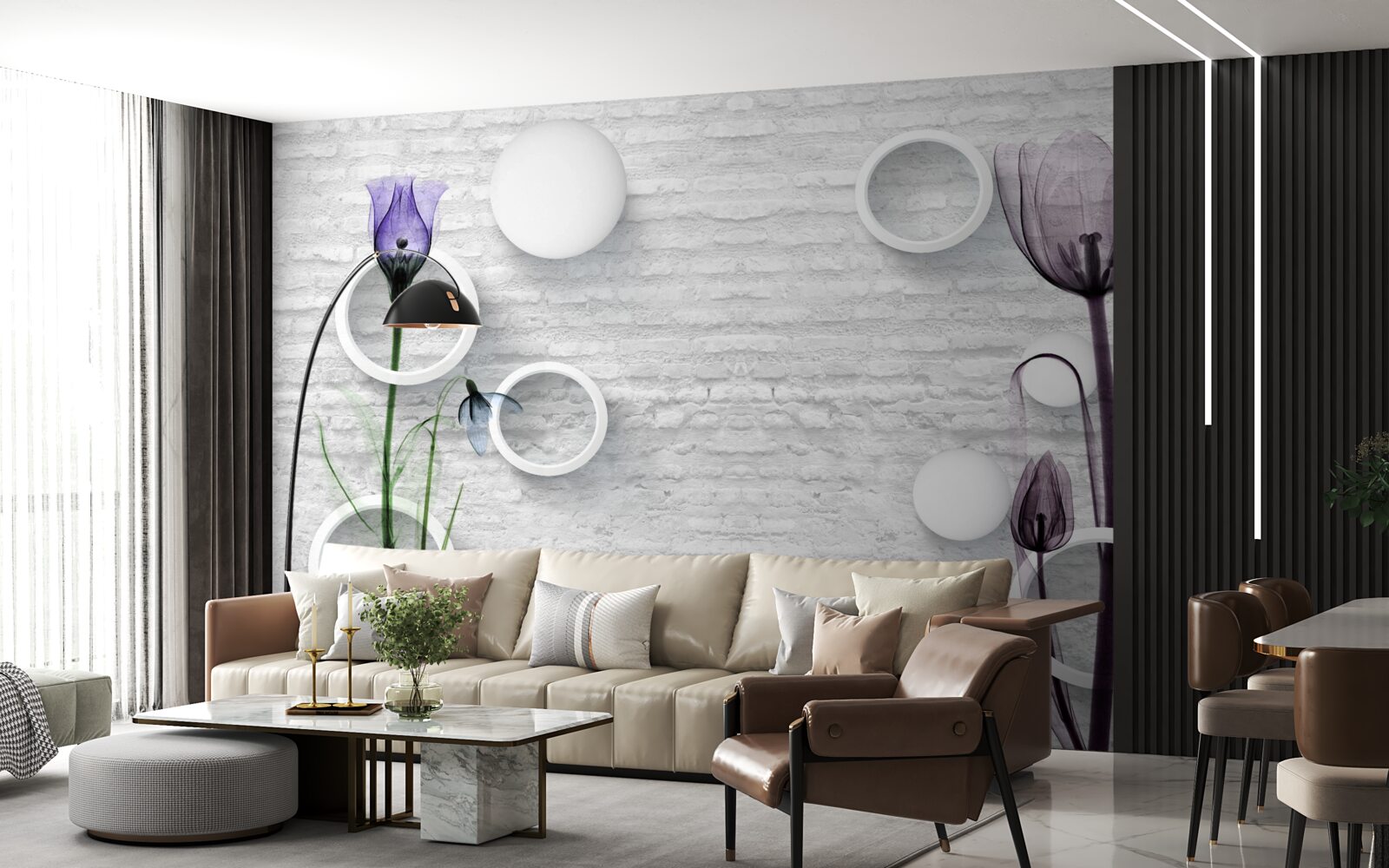 Фотошпалери два тонкі фіолетові маки