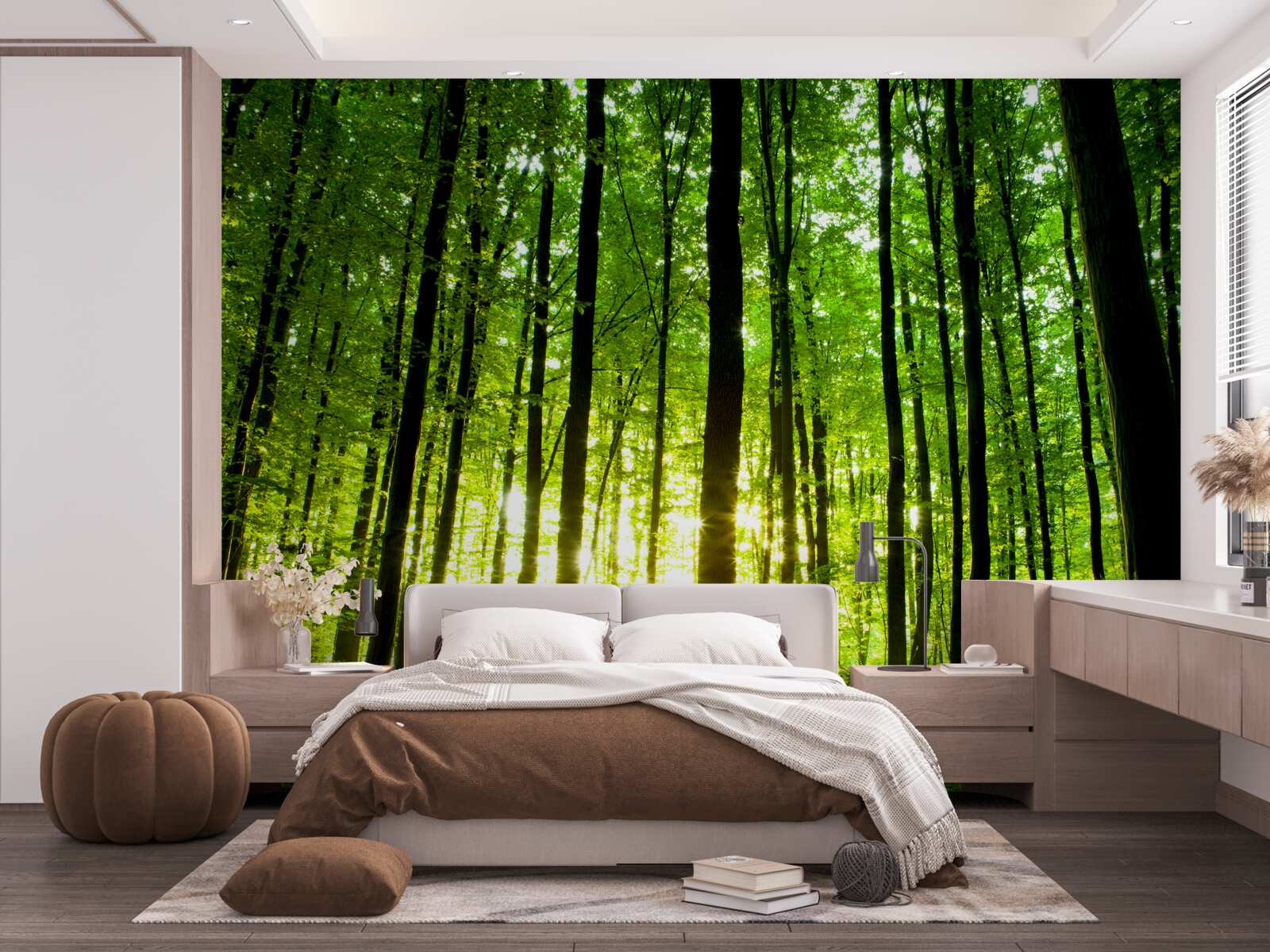 Фотошпалери сонячні промені проникають крізь густий гай