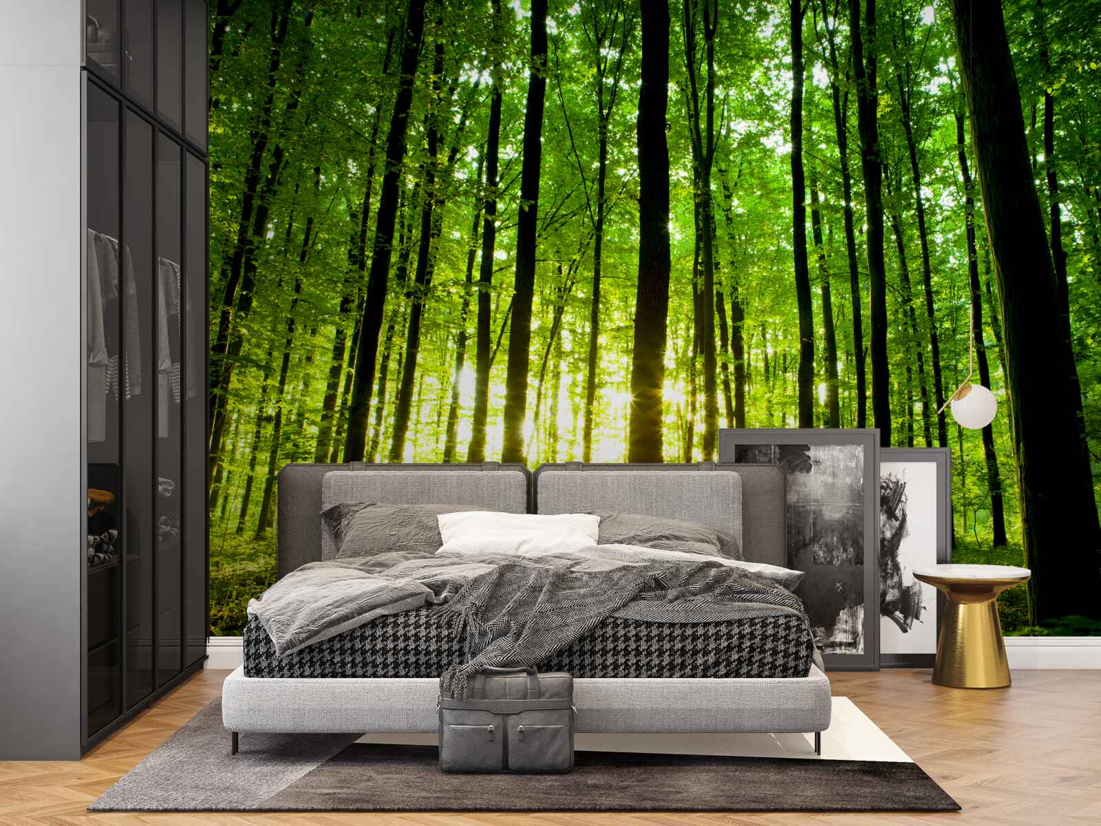 Фотошпалери сонячні промені проникають крізь густий гай