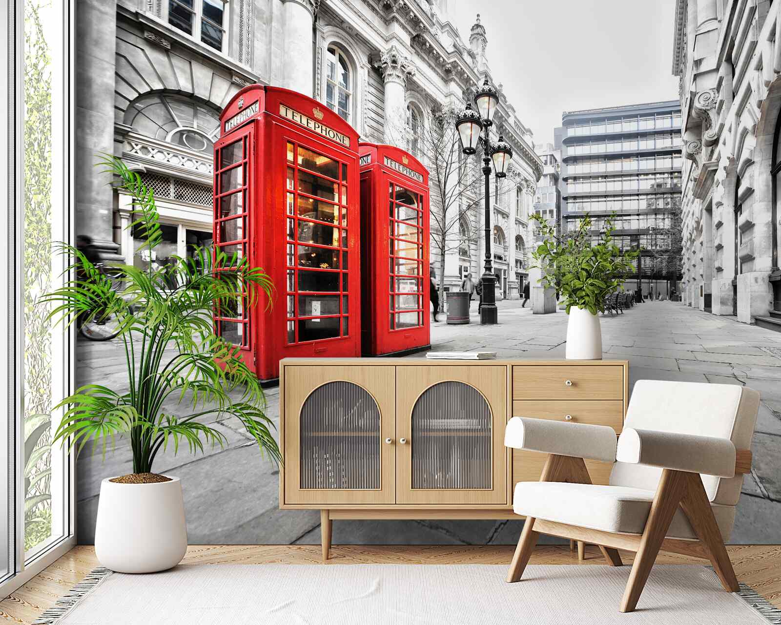 Фотошпалери червоні телефонні будки на вулицях