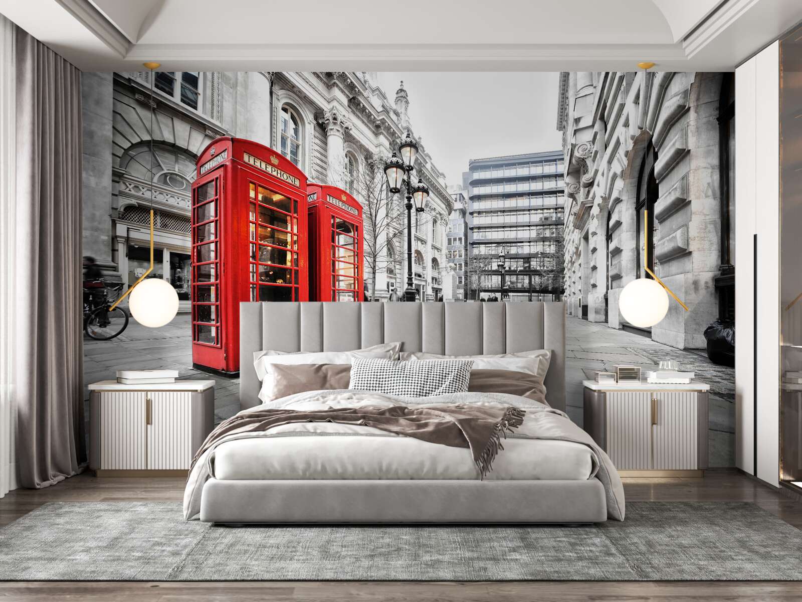 Фотошпалери червоні телефонні будки на вулицях