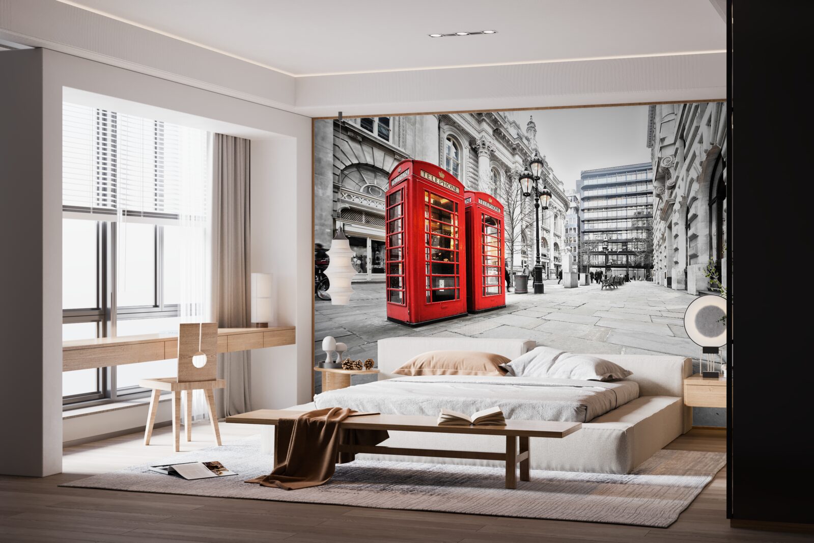 Фотошпалери червоні телефонні будки на вулицях