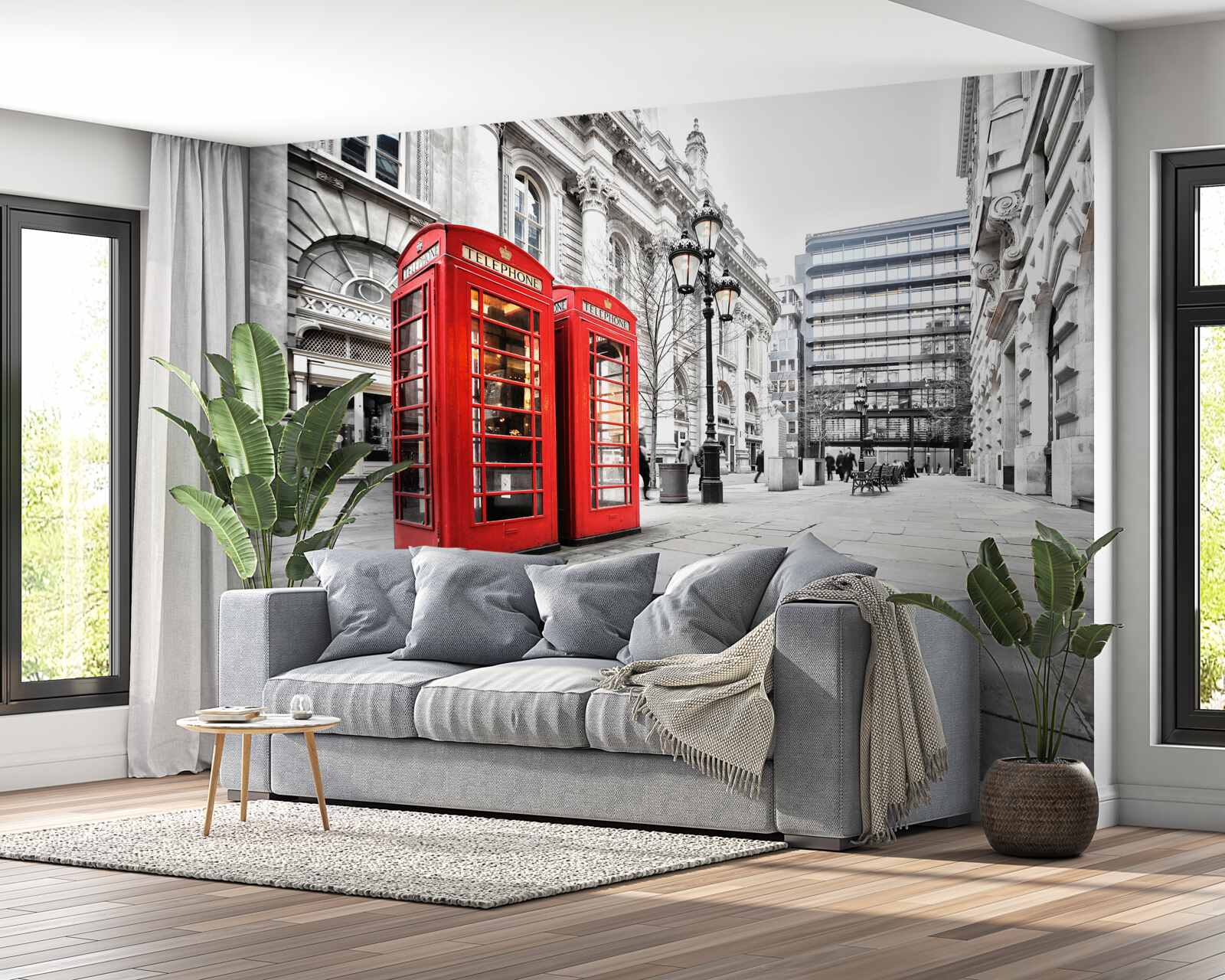 Фотошпалери червоні телефонні будки на вулицях