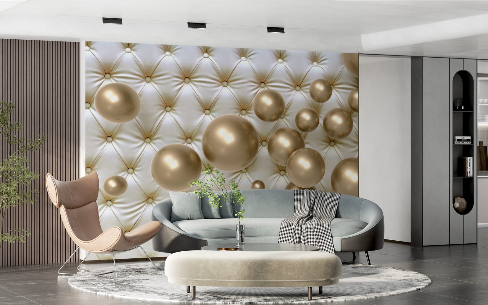 Фотошпалери золоті намистини на шкіряній обкладинці