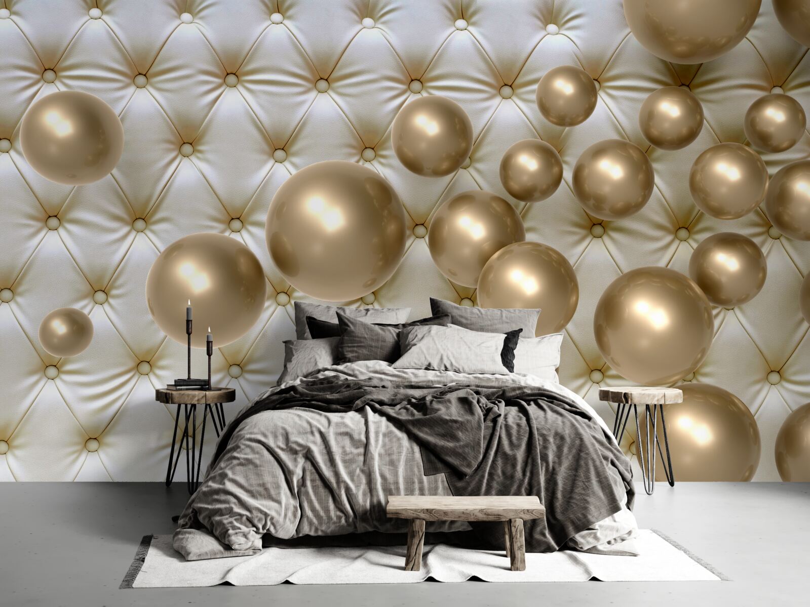 Фотошпалери золоті намистини на шкіряній обкладинці