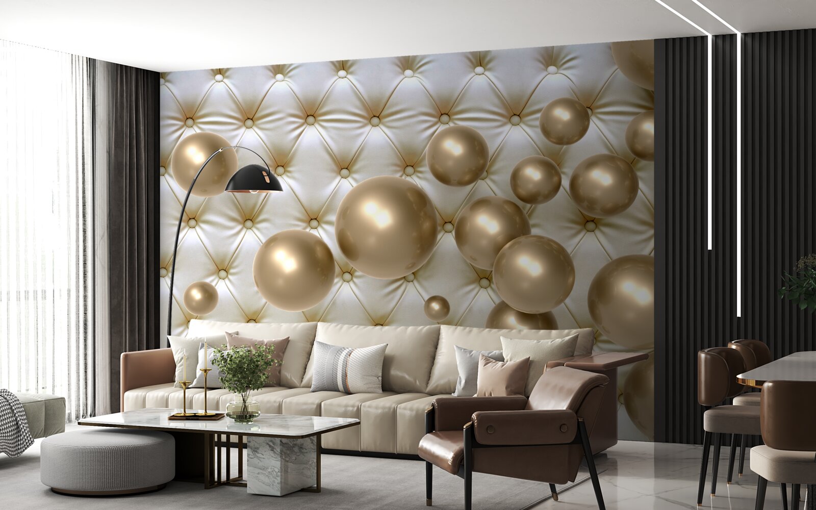 Фотошпалери золоті намистини на шкіряній обкладинці