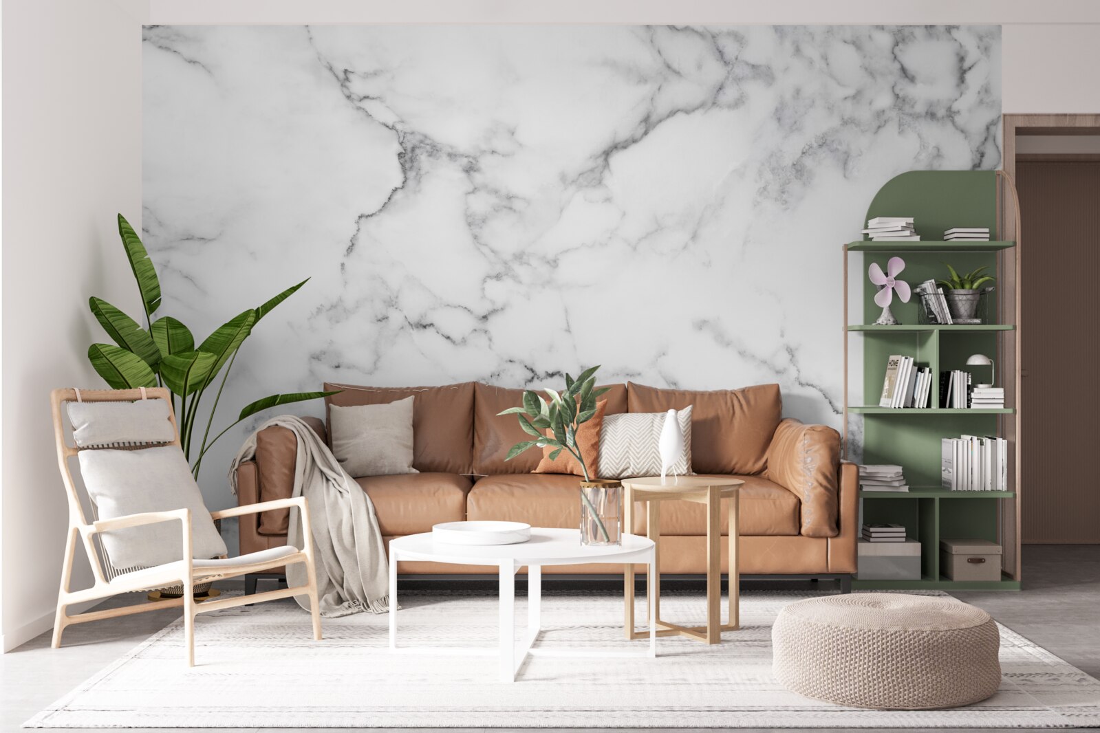 Фотошпалери білий мармур з чорними візерунками