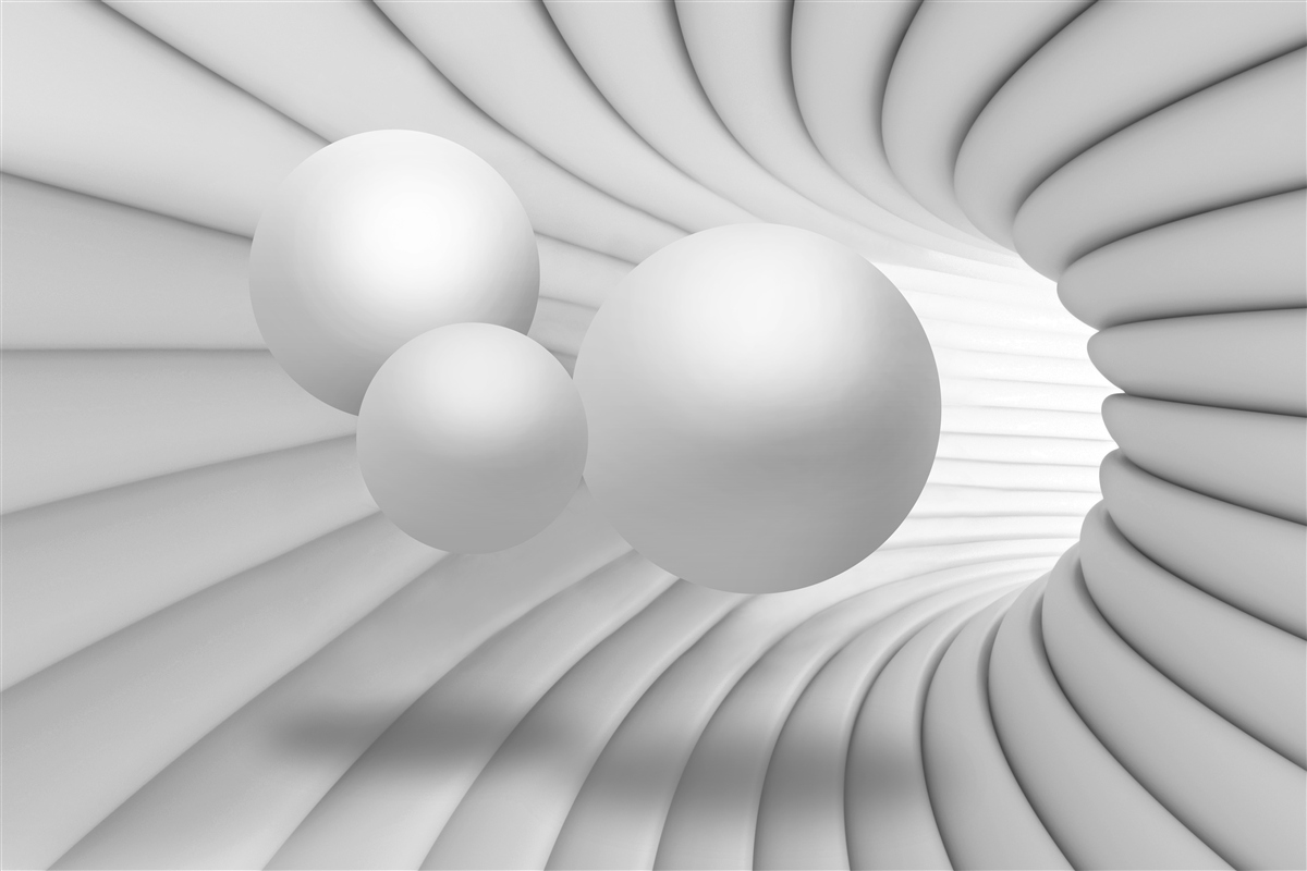 Фотошпалери перспектива тунелю заповнена срібними кульками