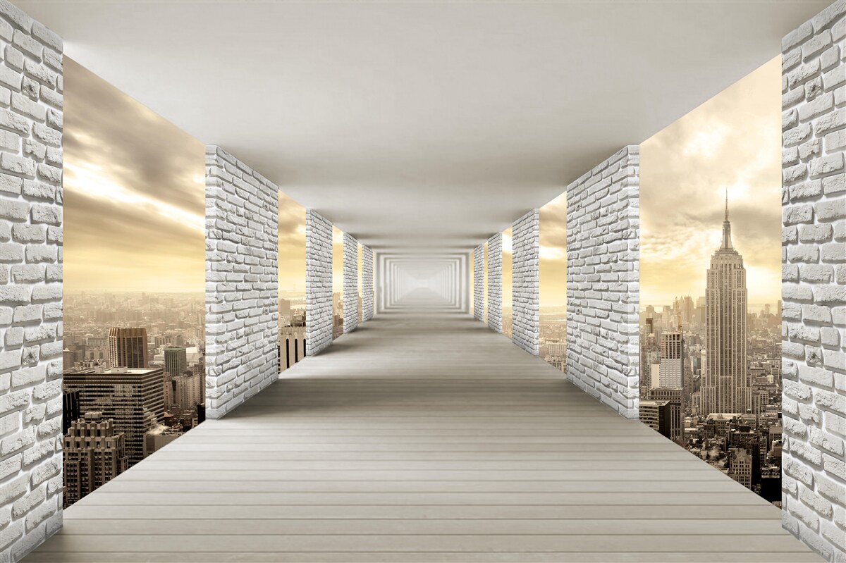 Фотошпалери нескінченний тунель, що нависає над містом