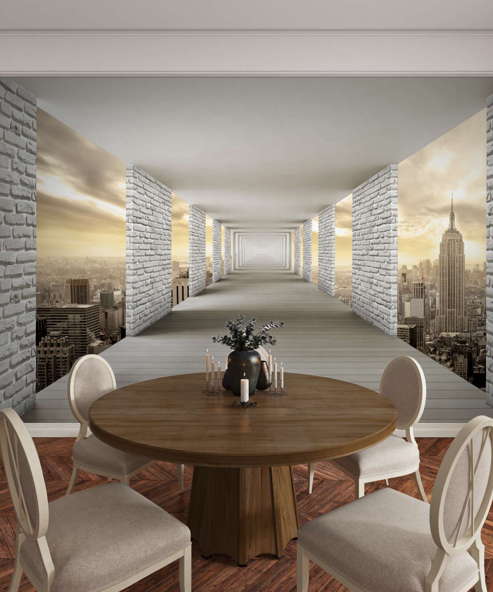 Фотошпалери нескінченний тунель, що нависає над містом