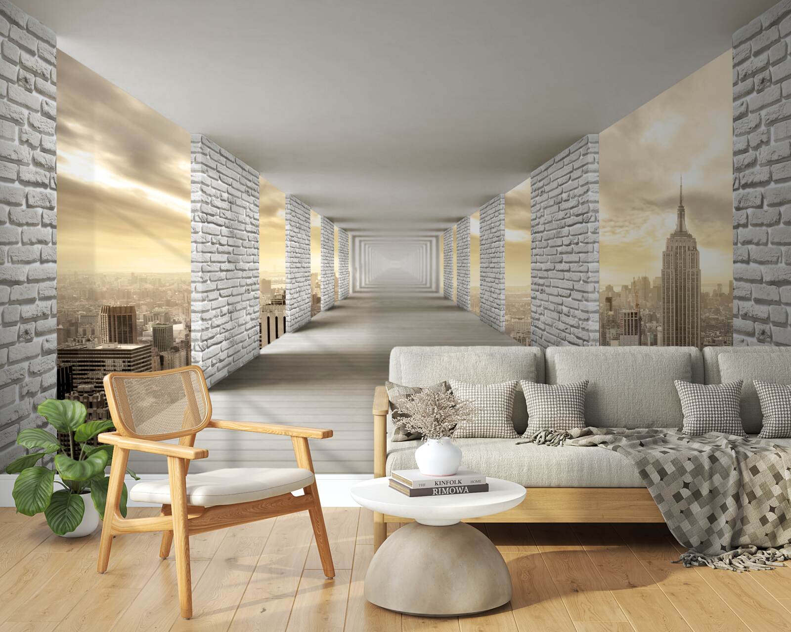 Фотошпалери нескінченний тунель, що нависає над містом