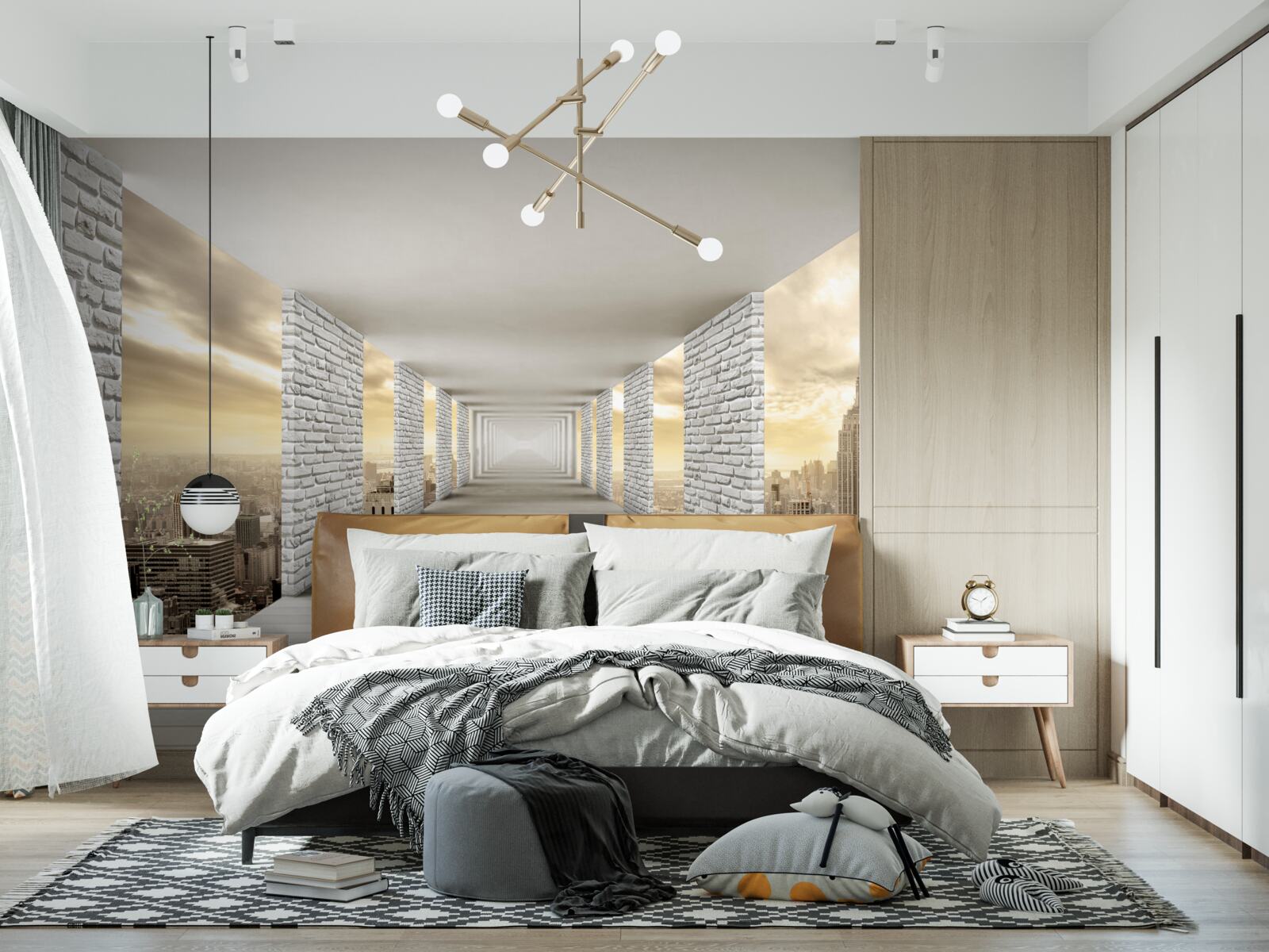 Фотошпалери нескінченний тунель, що нависає над містом