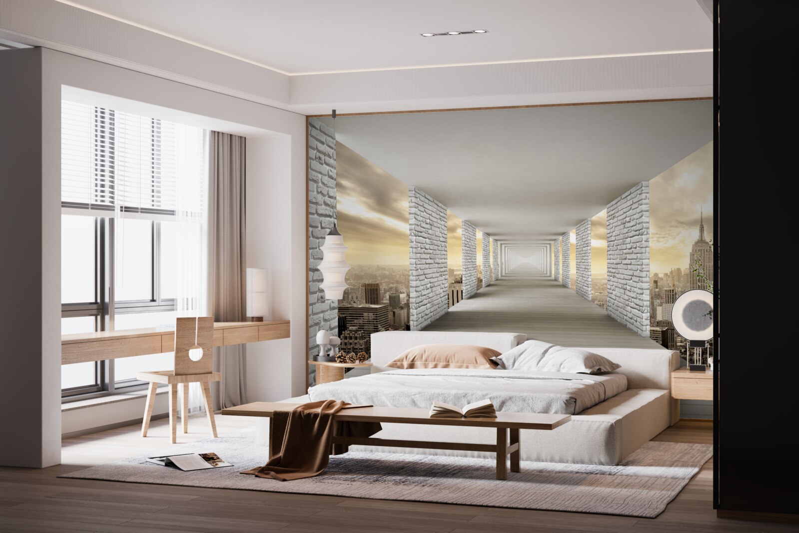 Фотошпалери нескінченний тунель, що нависає над містом