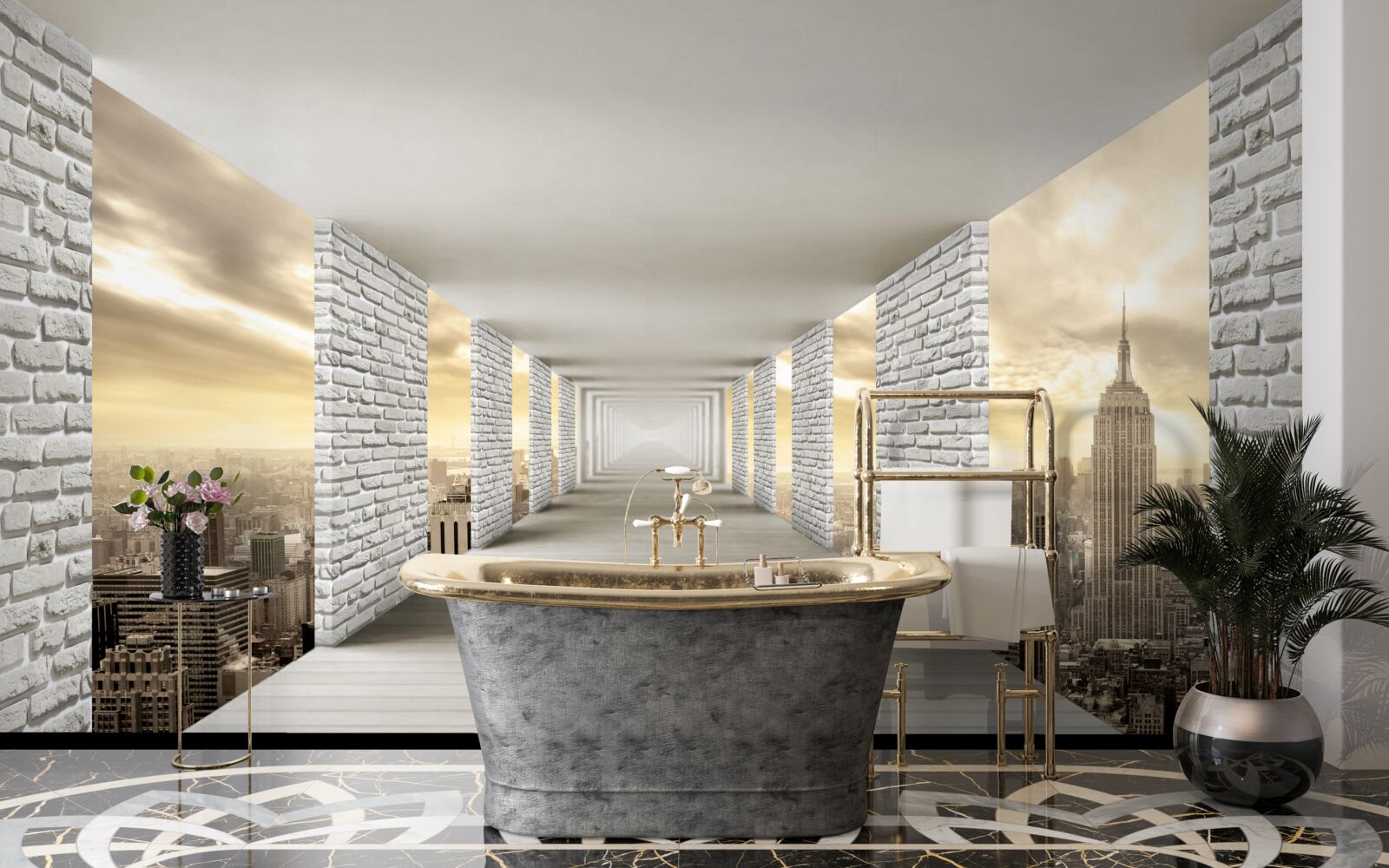 Фотошпалери нескінченний тунель, що нависає над містом