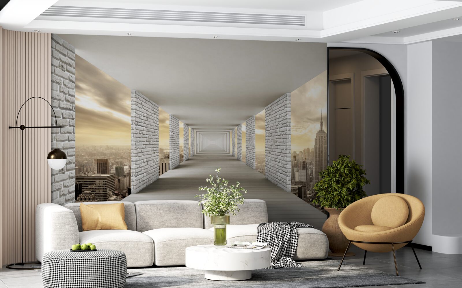 Фотошпалери нескінченний тунель, що нависає над містом