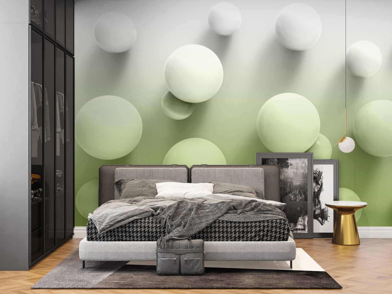 Фотошпалери градієнтні плаваючі білі кульки