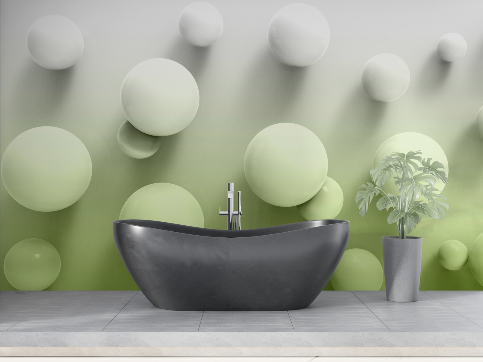 Фотошпалери градієнтні плаваючі білі кульки