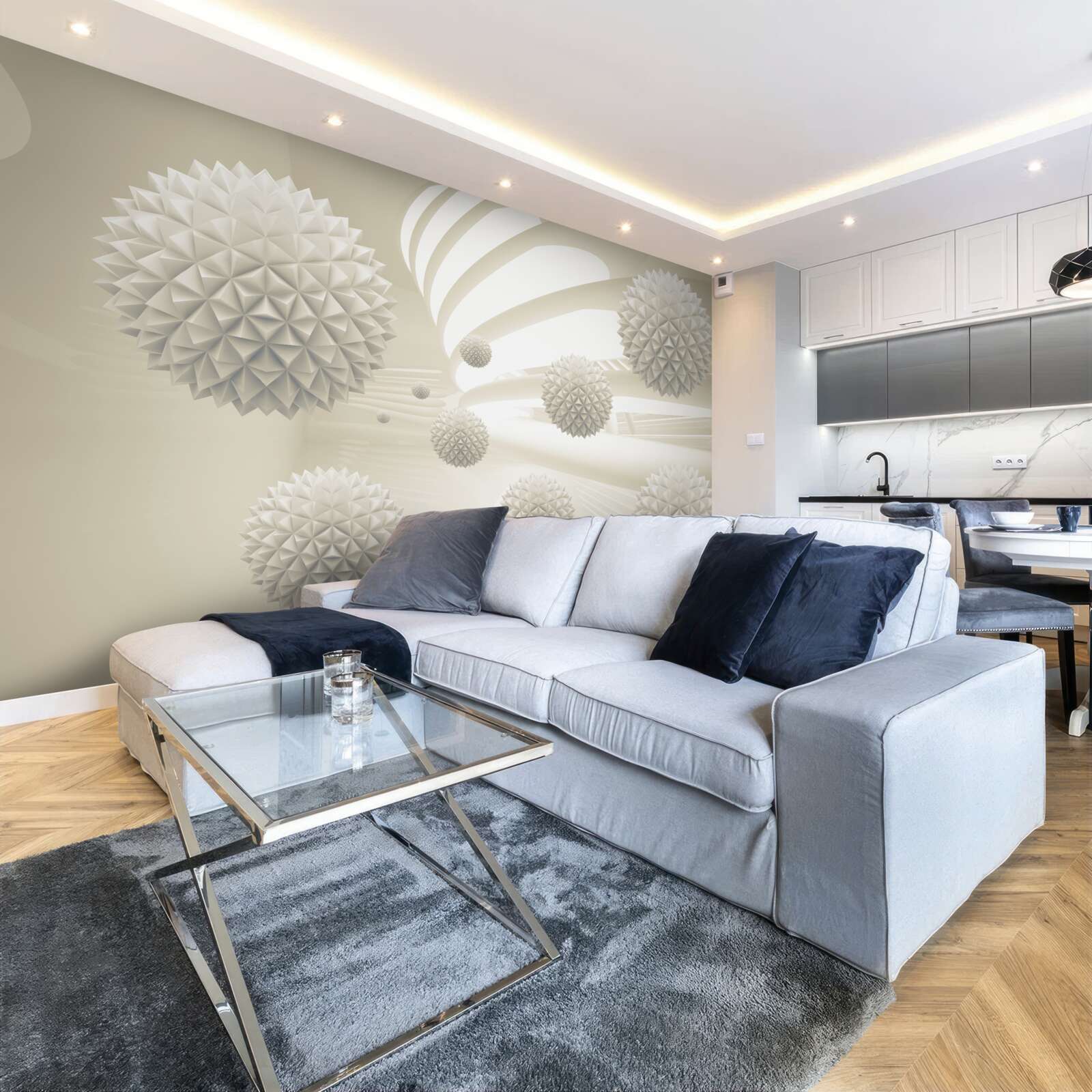 Фотошпалери перспектива світних куль, що ширяють у повітрі