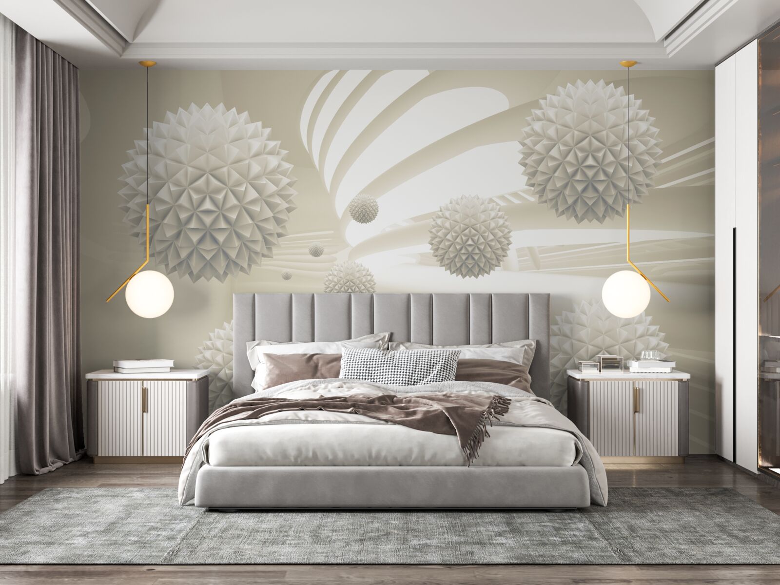 Фотошпалери перспектива світних куль, що ширяють у повітрі