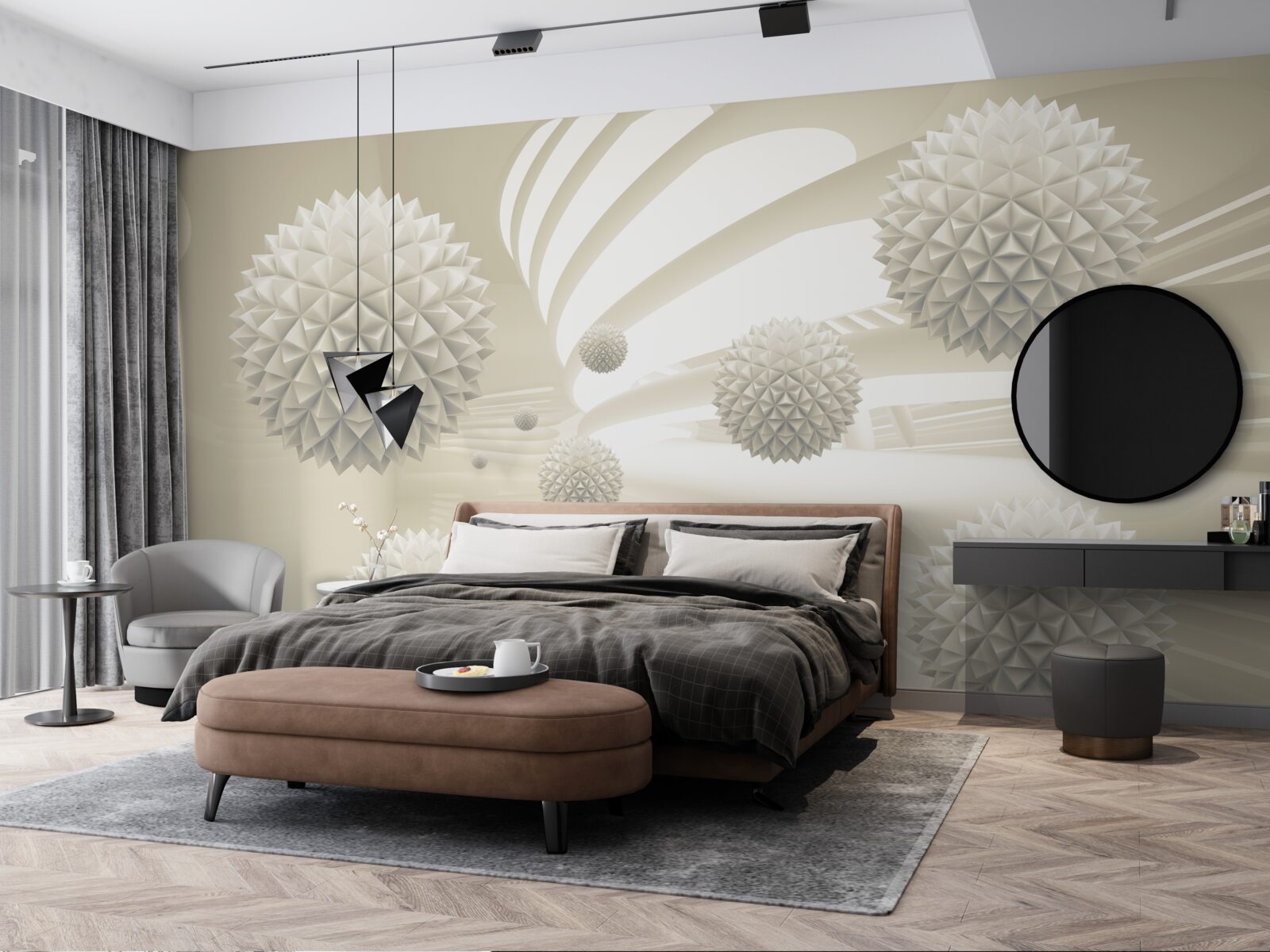 Фотошпалери перспектива світних куль, що ширяють у повітрі