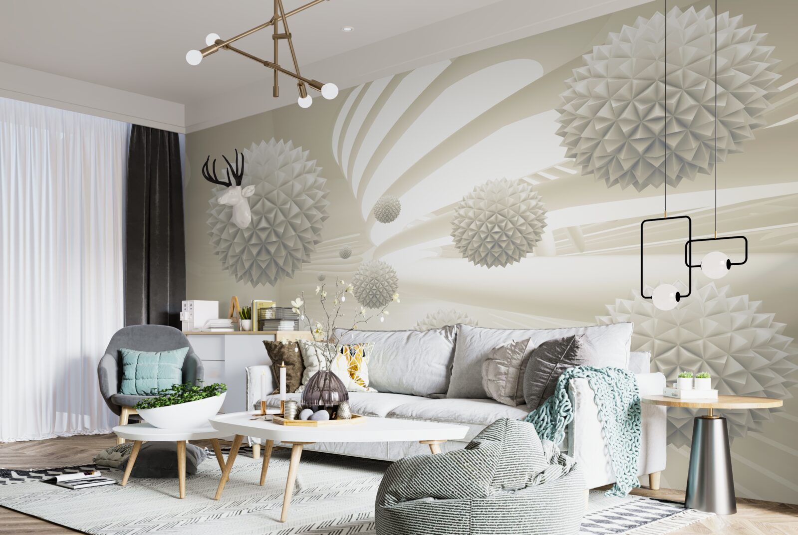 Фотошпалери перспектива світних куль, що ширяють у повітрі