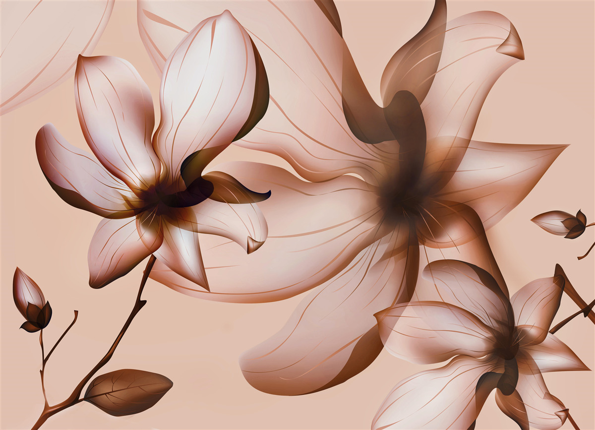 Фотошпалери рожевий фон з магноліями