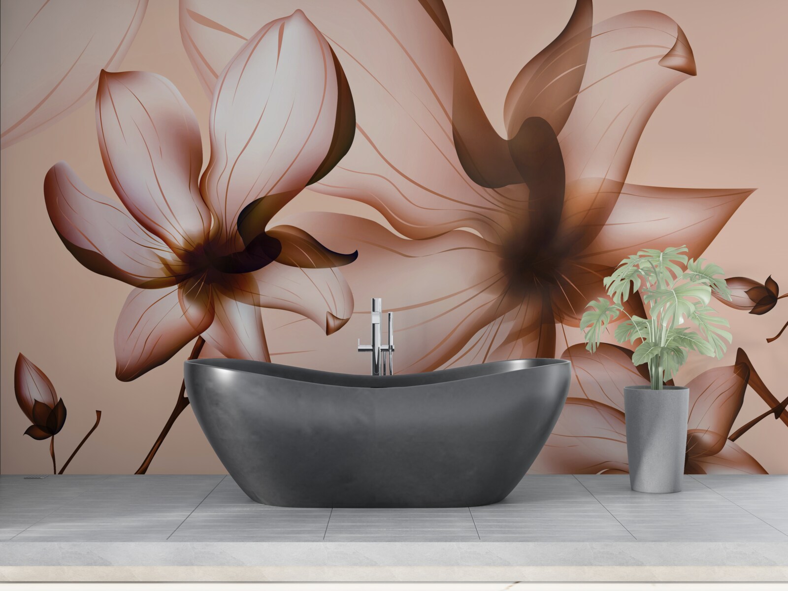 Фотошпалери рожевий фон з магноліями