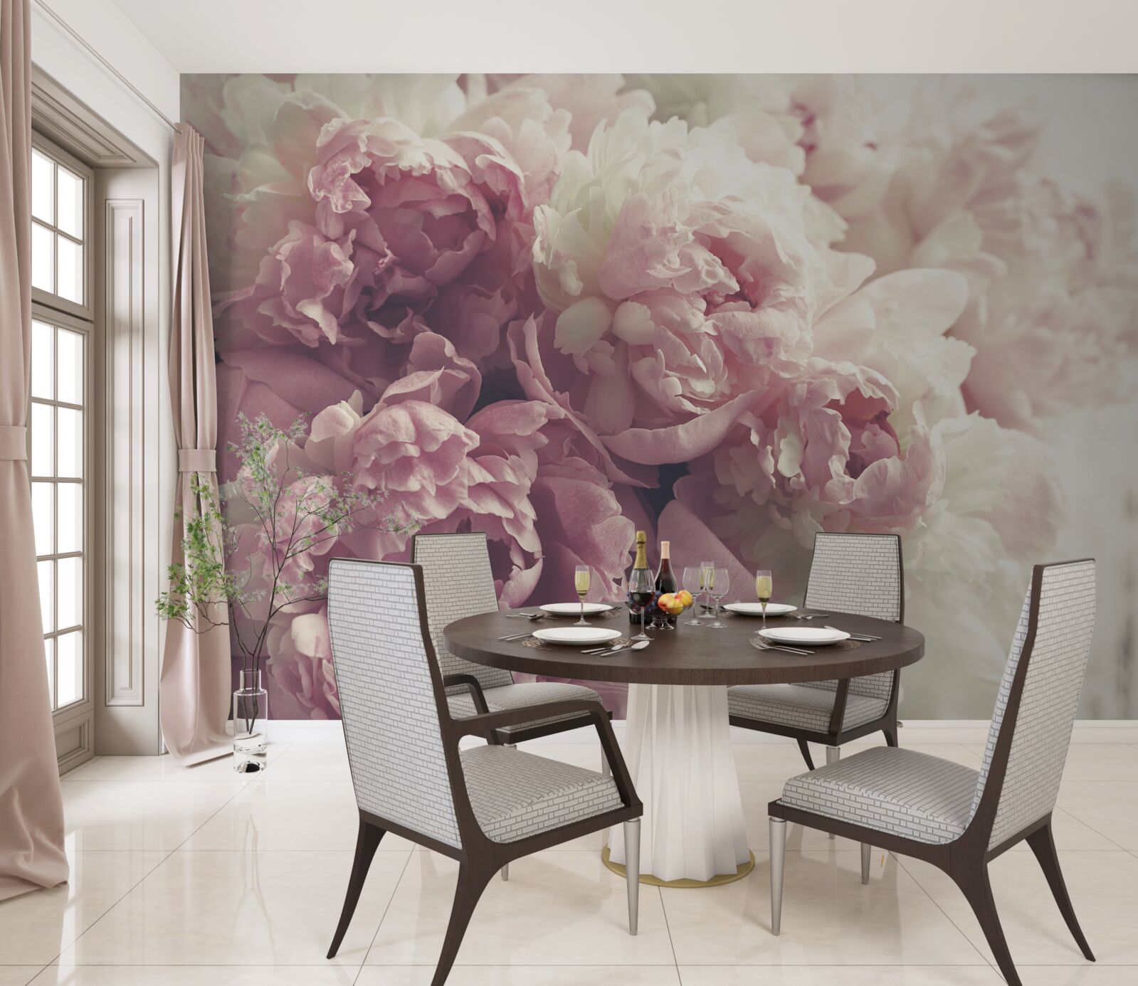 Фотошпалери Арка з рожевих півоній