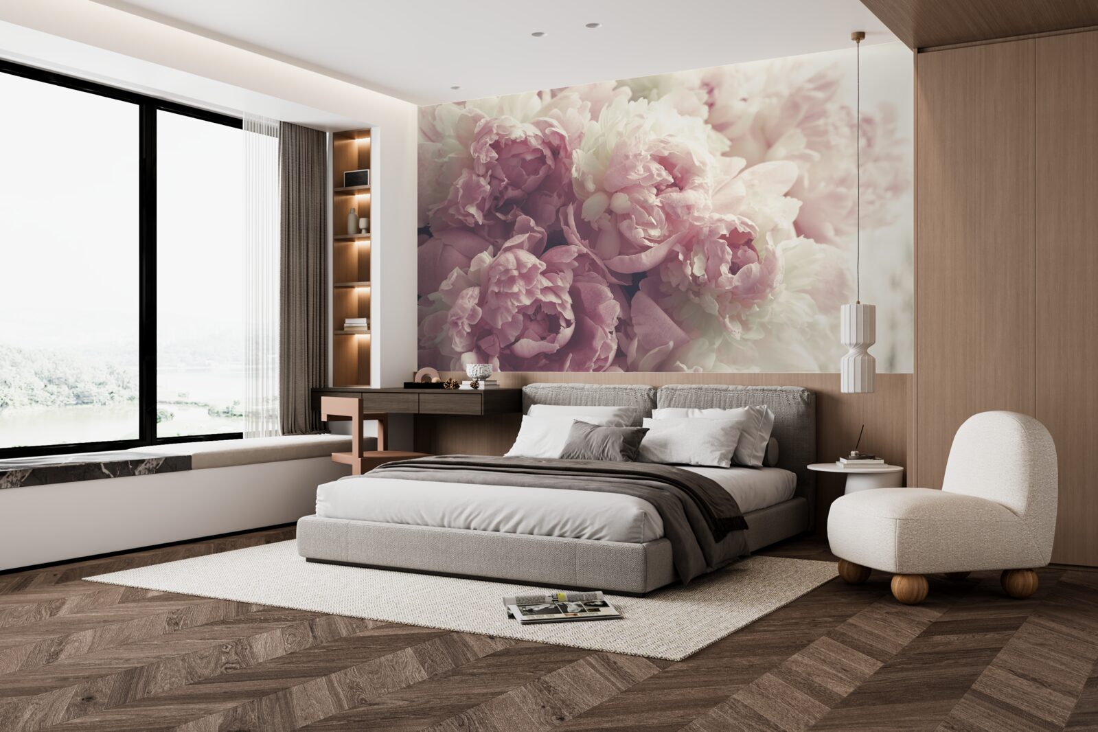 Фотошпалери Арка з рожевих півоній