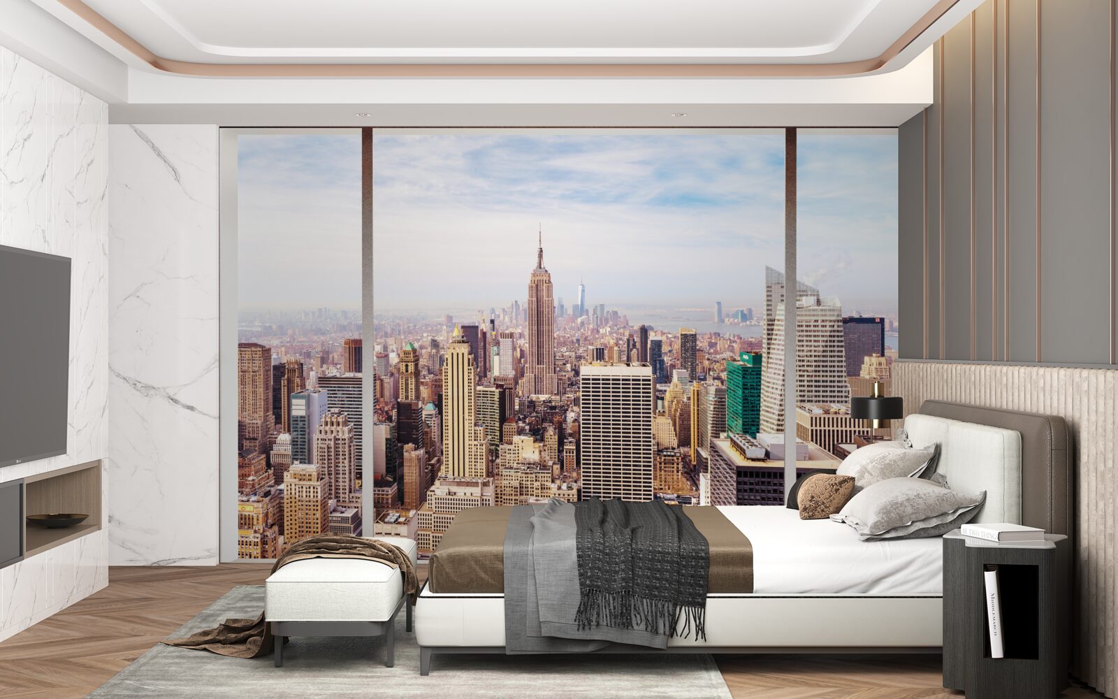 Фотошпалери панорамний вид на місто з вікна