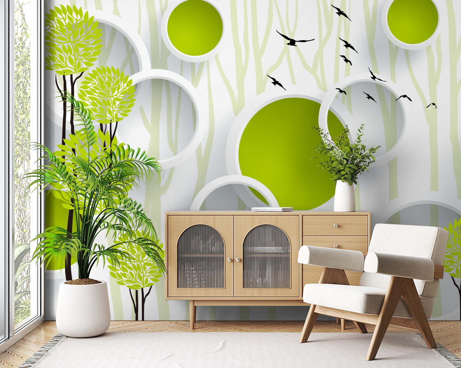 Фотошпалери птахи зустрічають весну зеленим вбранням