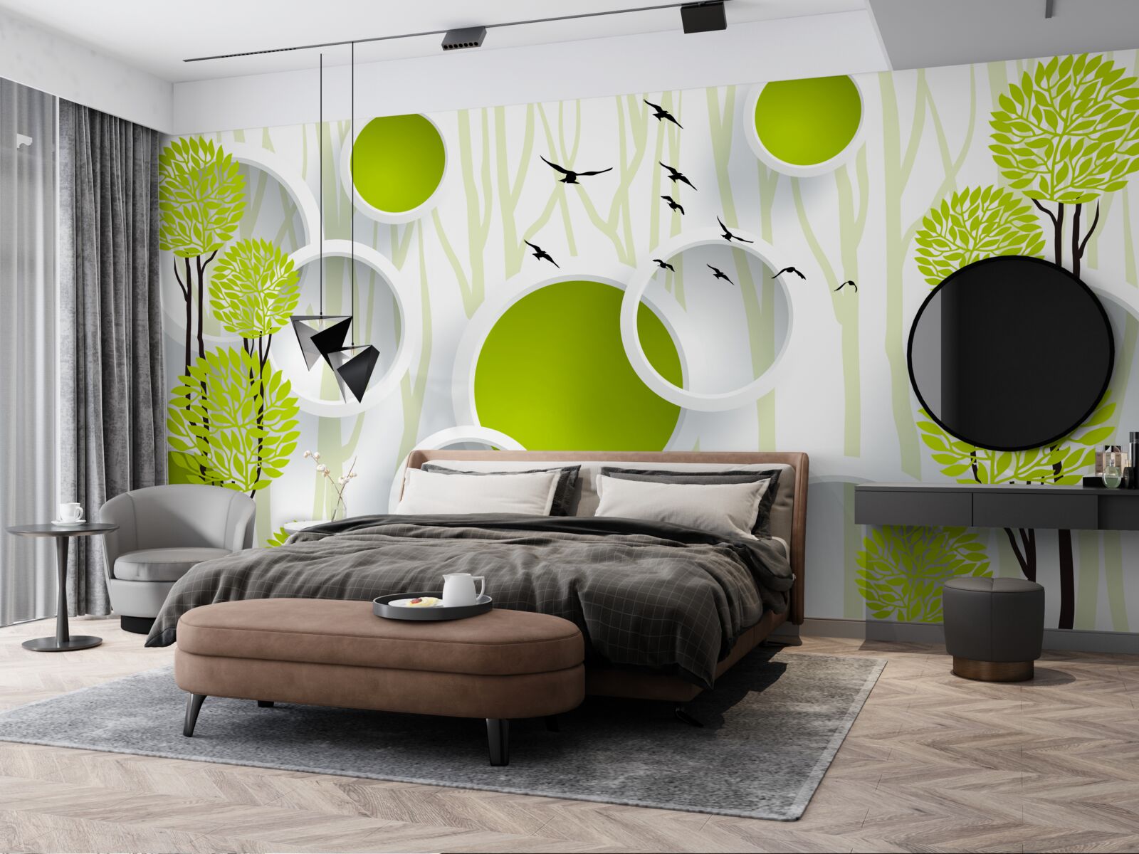 Фотошпалери птахи зустрічають весну зеленим вбранням