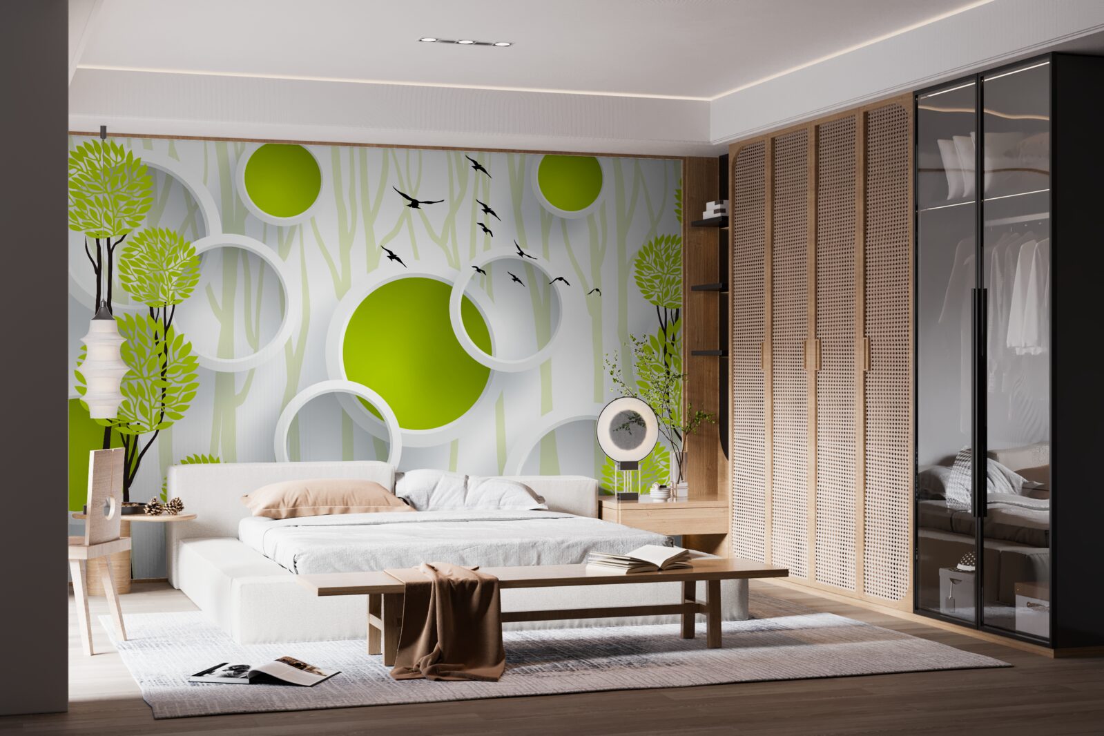 Фотошпалери птахи зустрічають весну зеленим вбранням