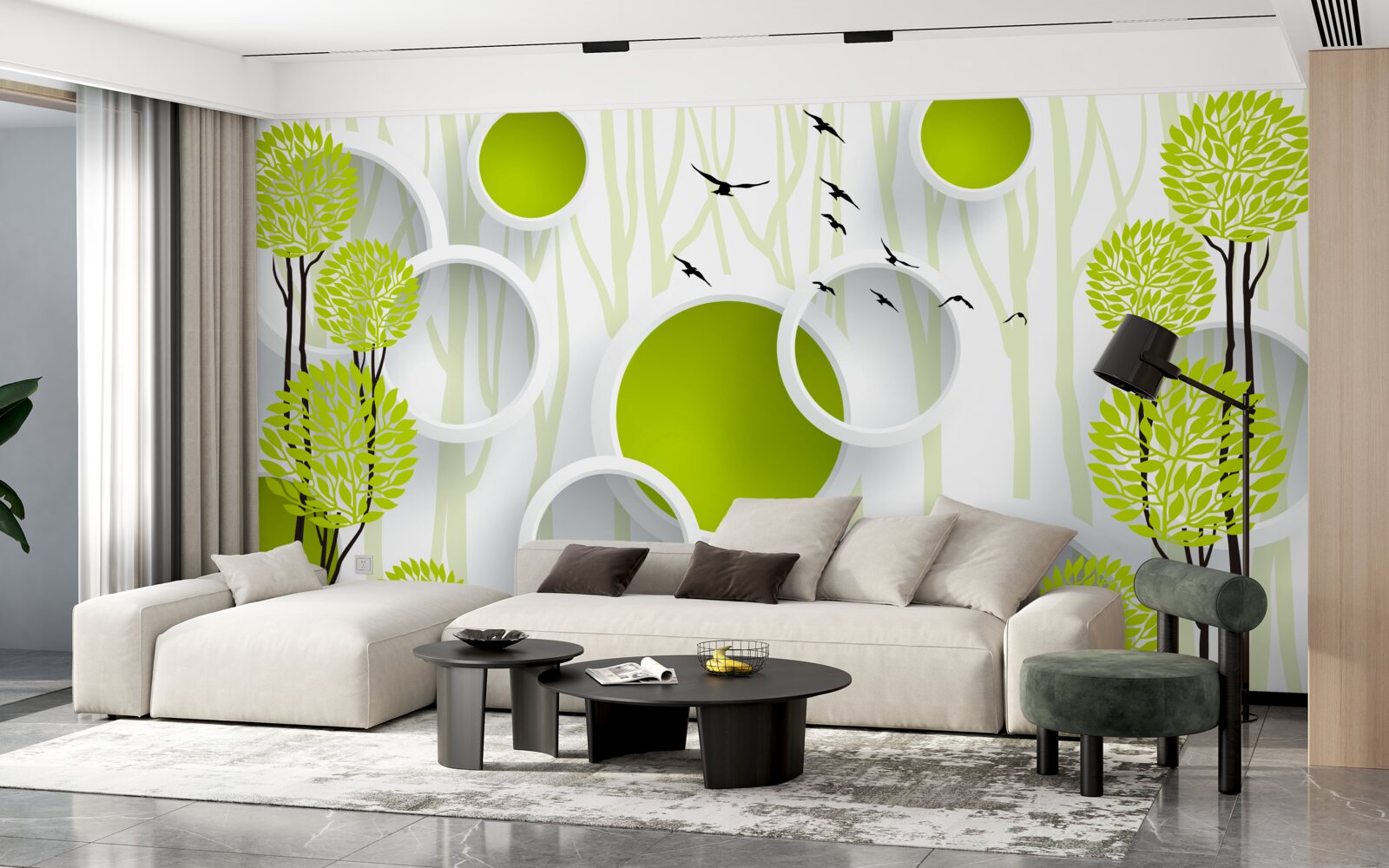 Фотошпалери птахи зустрічають весну зеленим вбранням