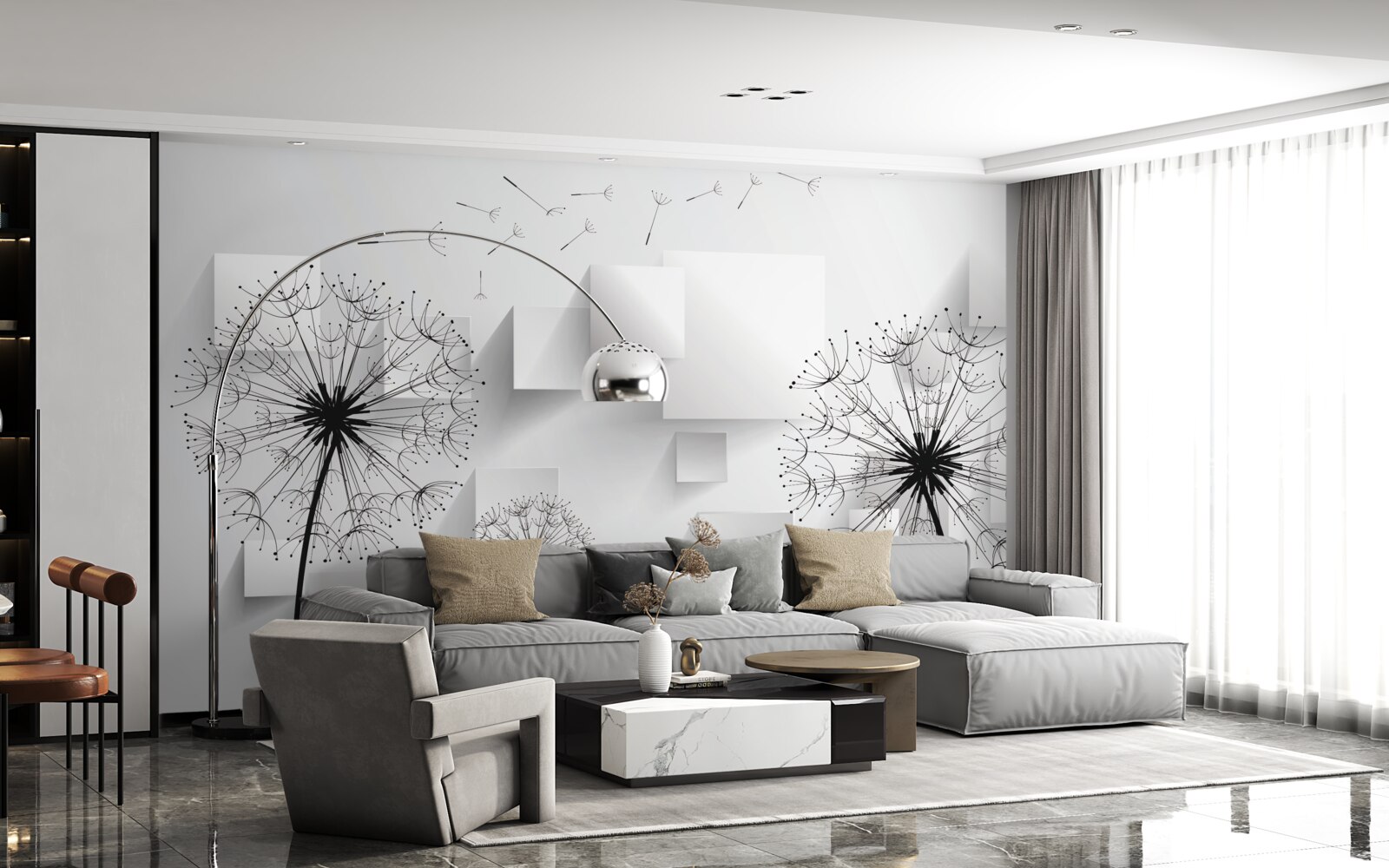 Фотошпалери м'який політ квітів кульбаби