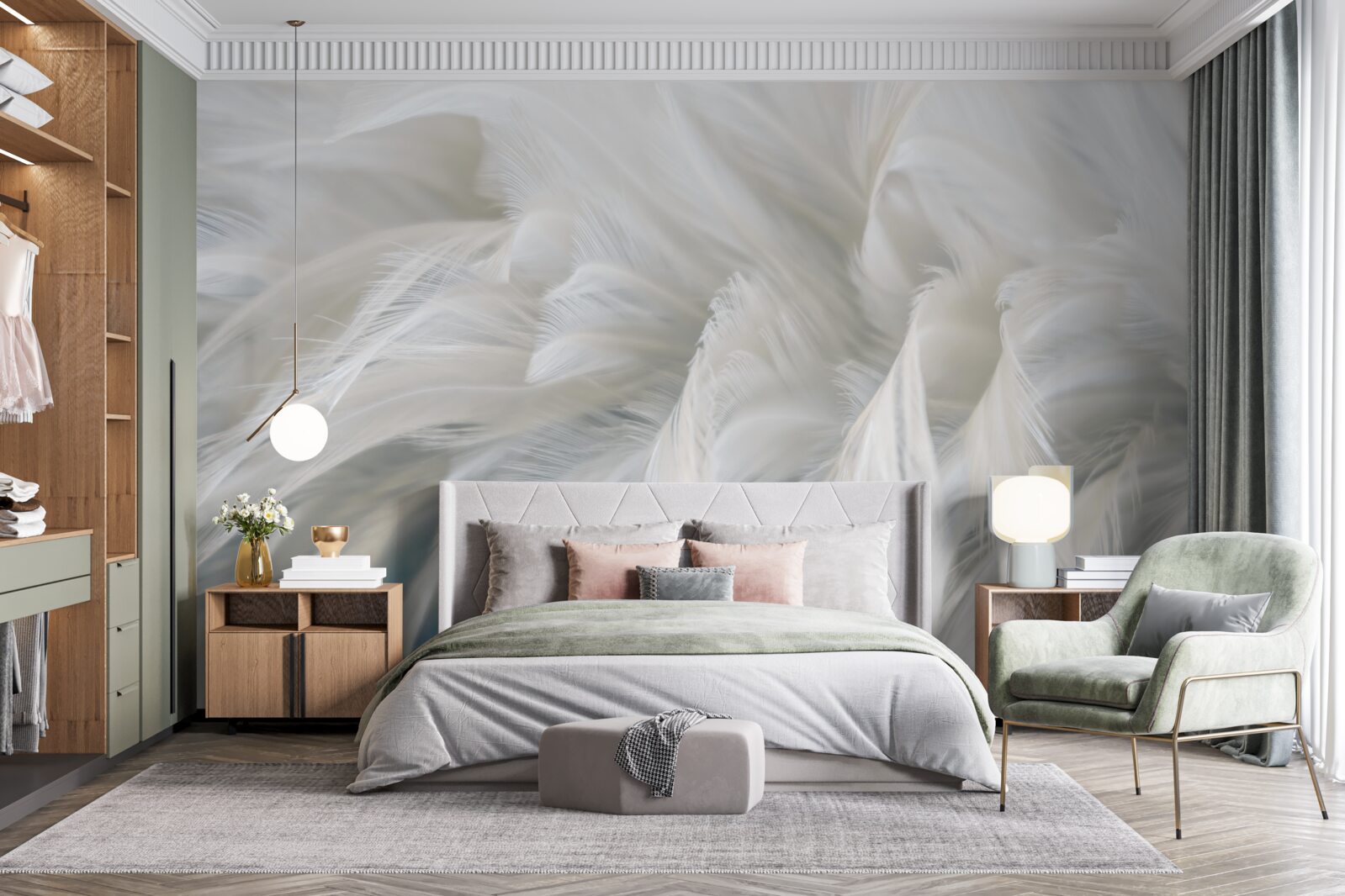 Фотошпалери м'який букет з білосніжного пір'я