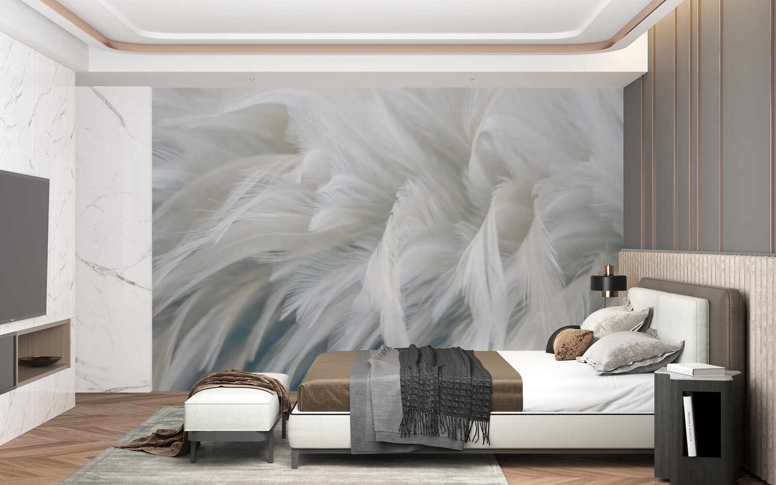 Фотошпалери м'який букет з білосніжного пір'я