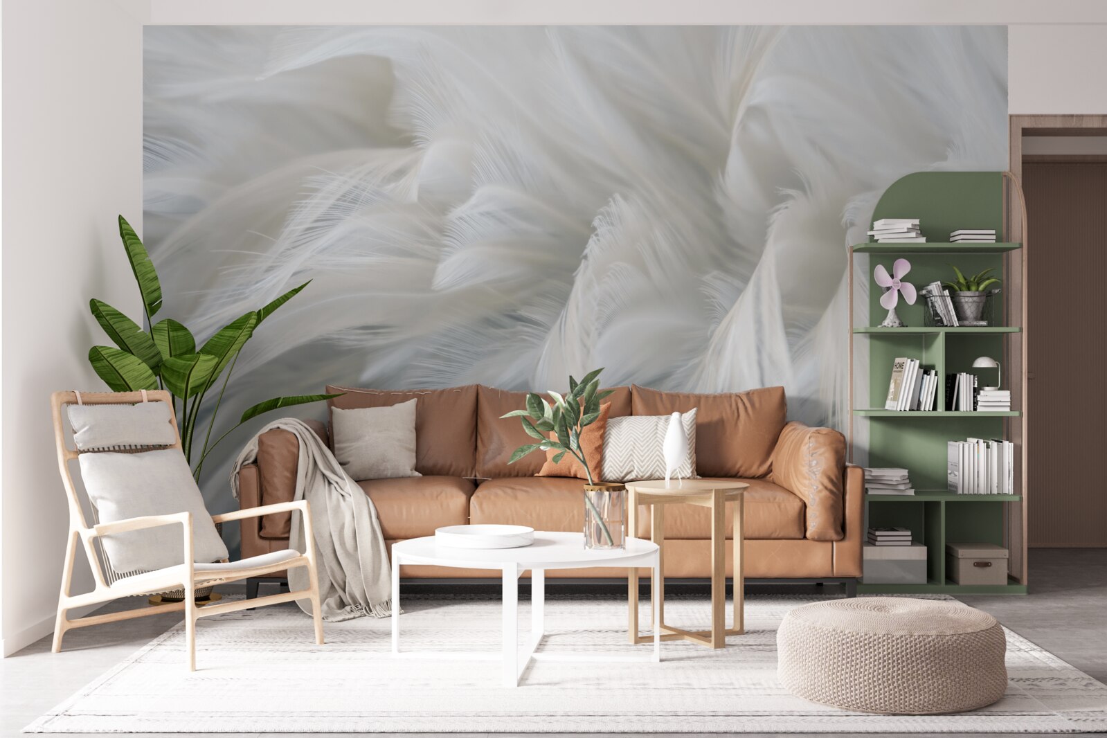 Фотошпалери м'який букет з білосніжного пір'я