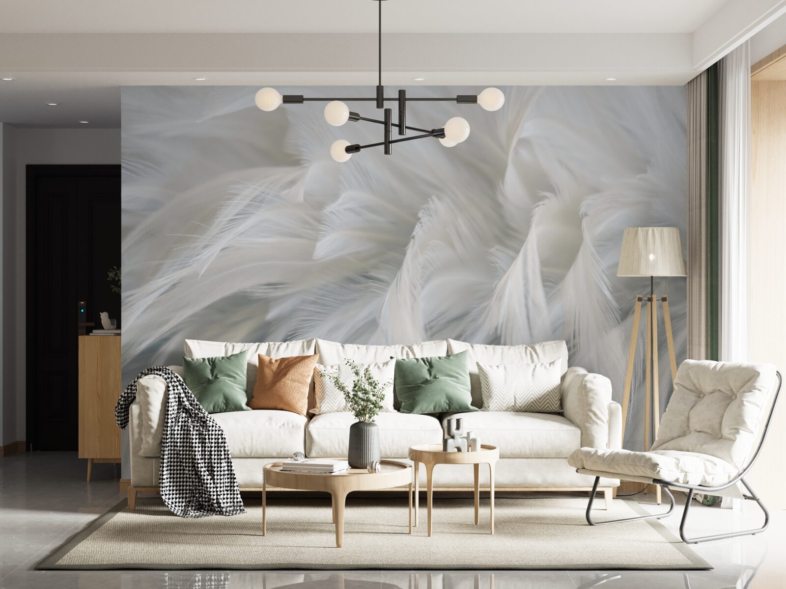 Фотошпалери м'який букет з білосніжного пір'я