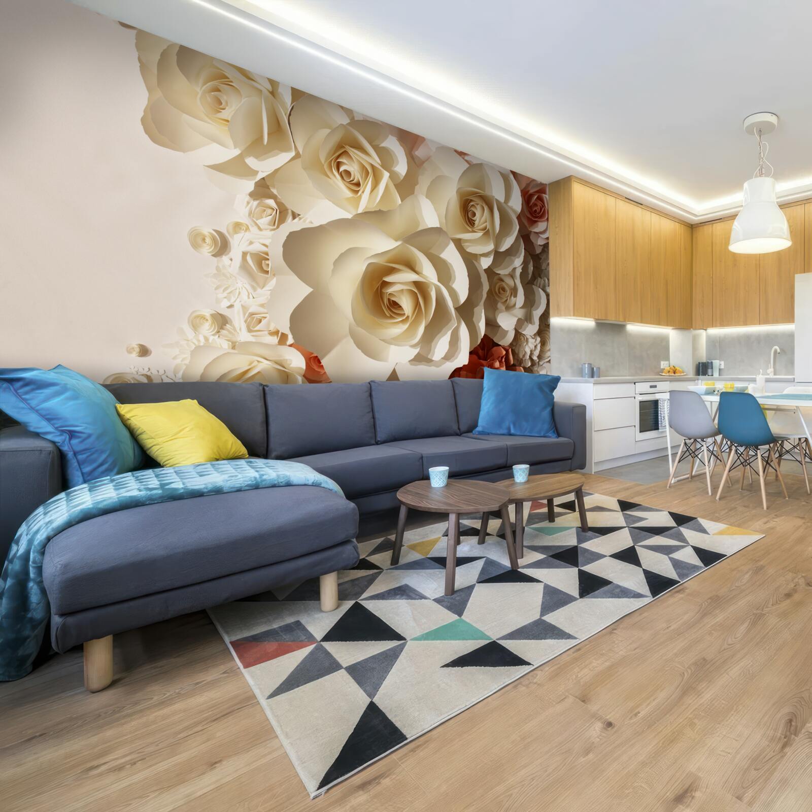 Фотошпалери величезні білі троянди