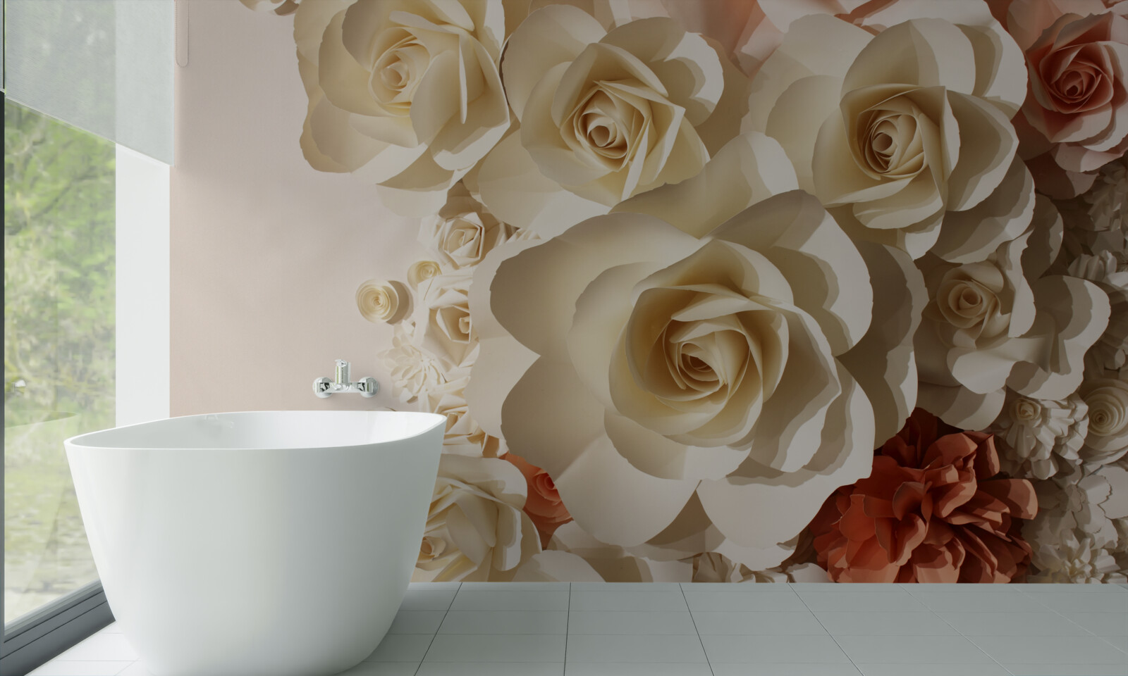 Фотошпалери величезні білі троянди